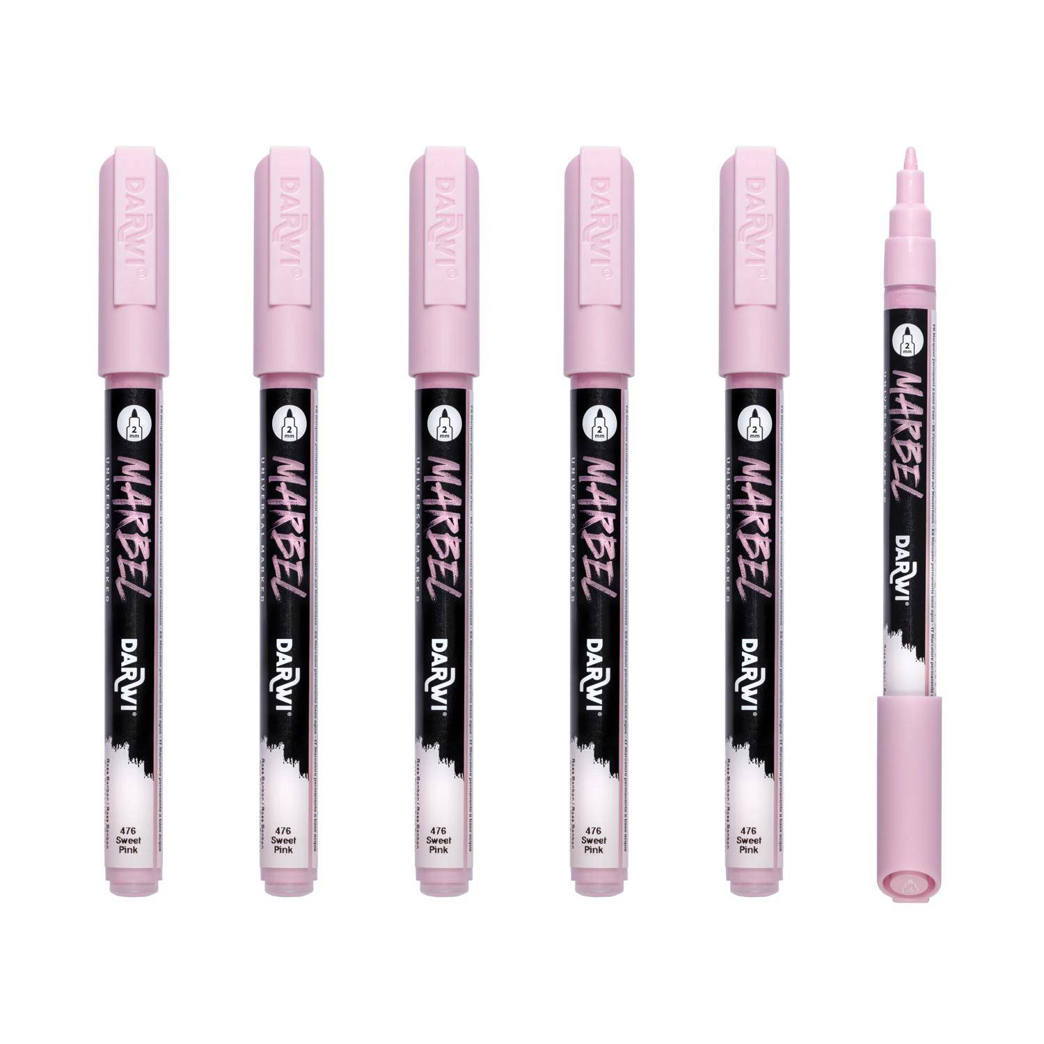 Darwi 6x Marker Acrylfarbe, konische feine Spitze 2mm Bonbonrosa| DA0223002476C