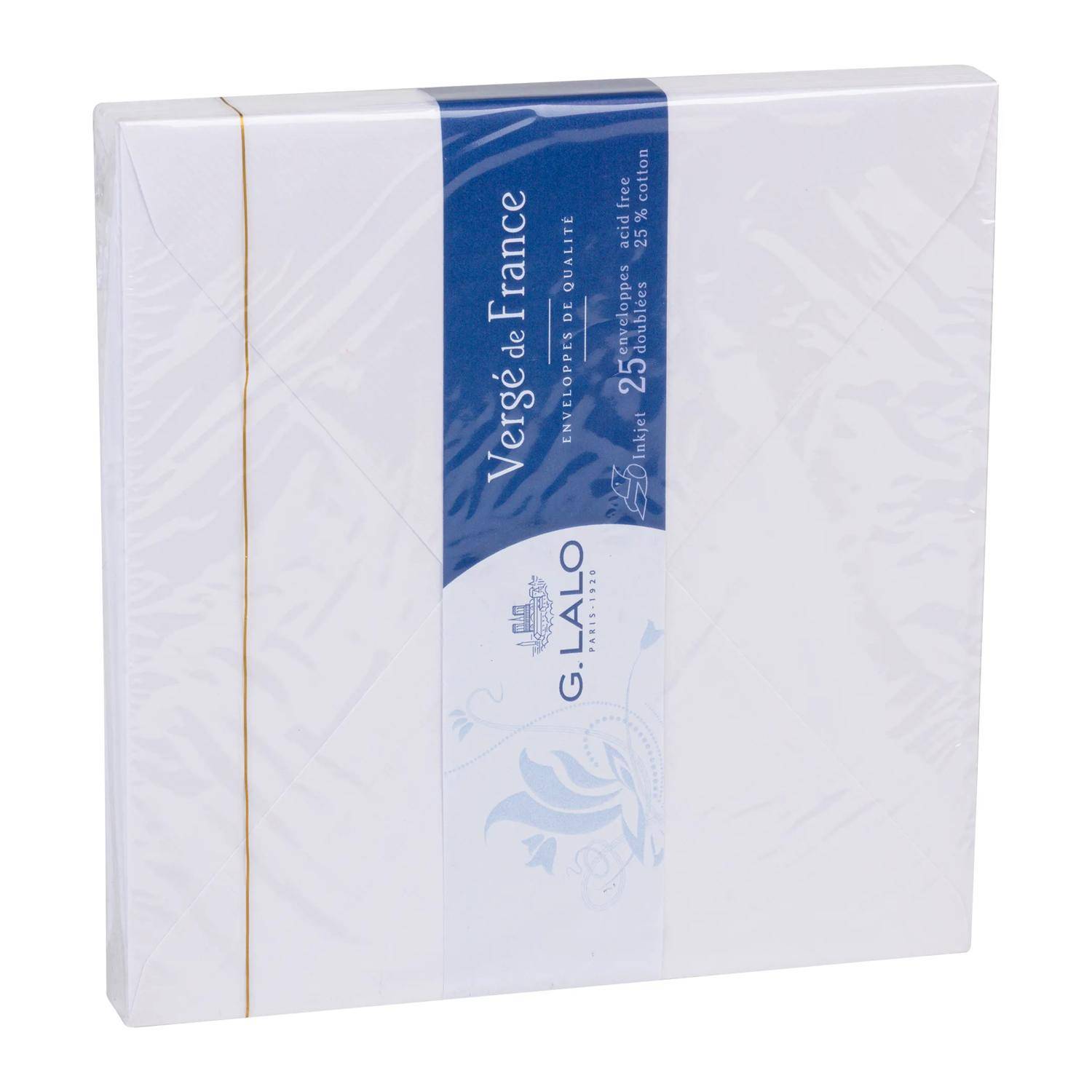 G.Lalo 4x Packung 25 Umschlägen Vergé de France, 165x165mm Extra weiß 22450L