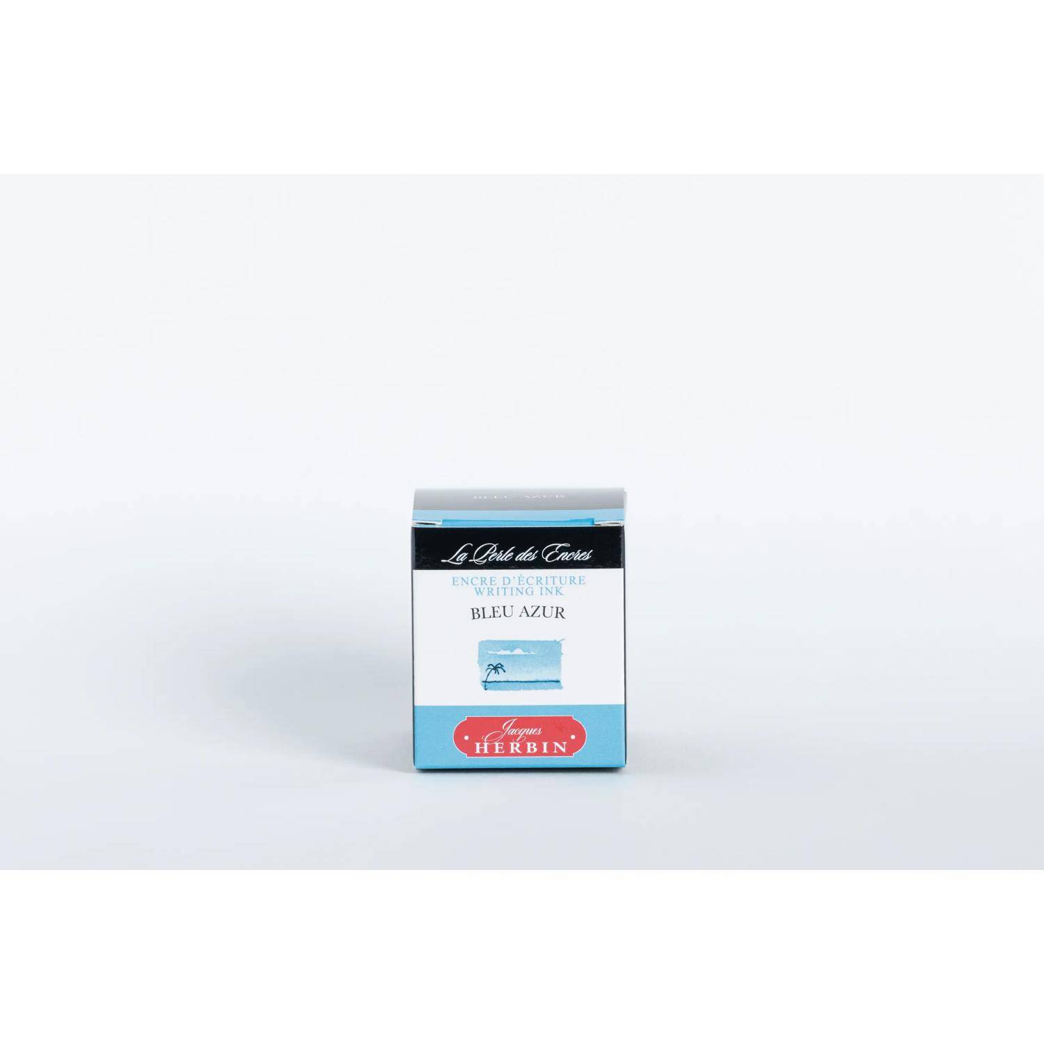 Jacques Herbin 4x Tinte für Füller + Tintenroller Flakon 30 ml Azurblau 13012T