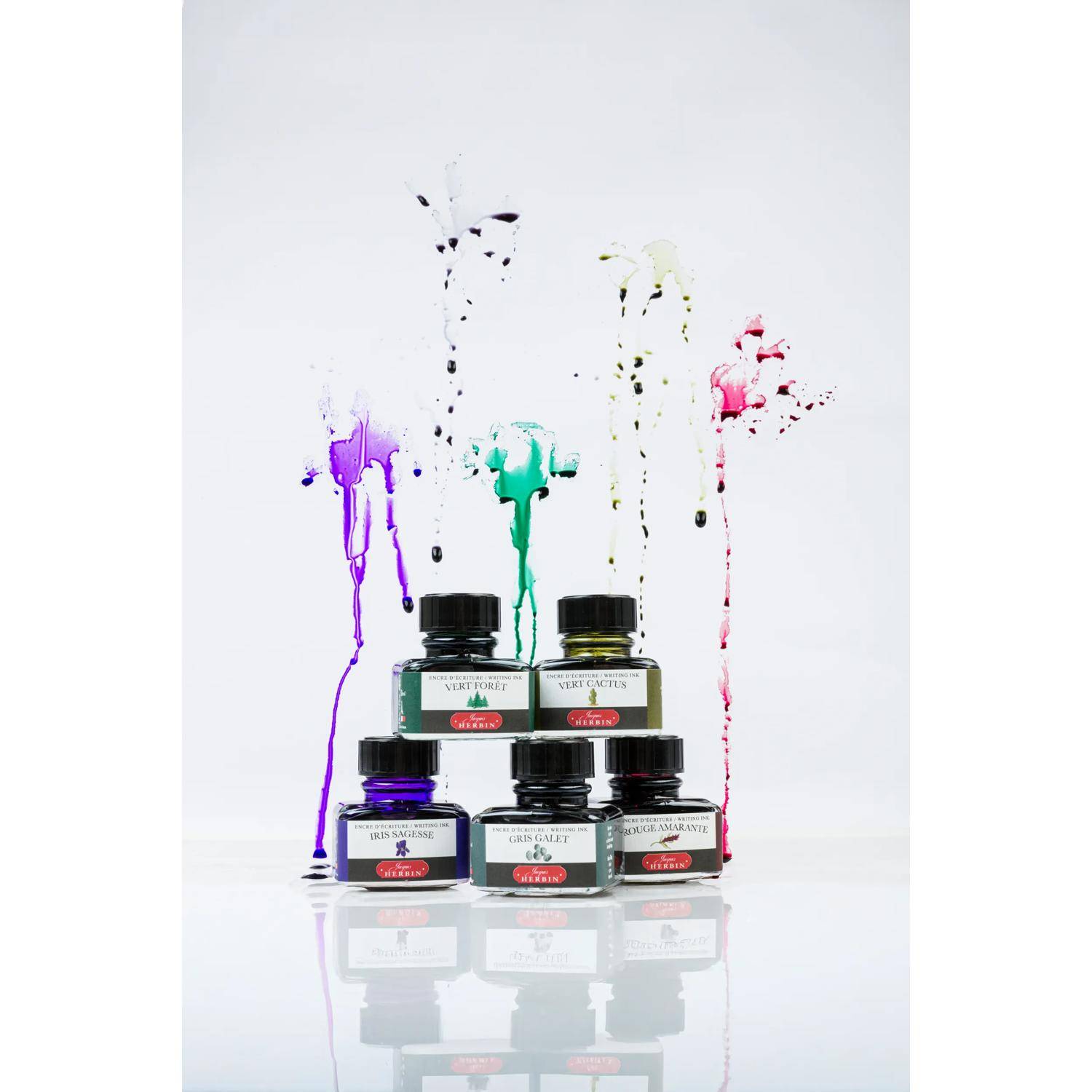 Jacques Herbin 4x Schreibtinte, La Perle des encres, 30 ml Rouge Amarante 13026T