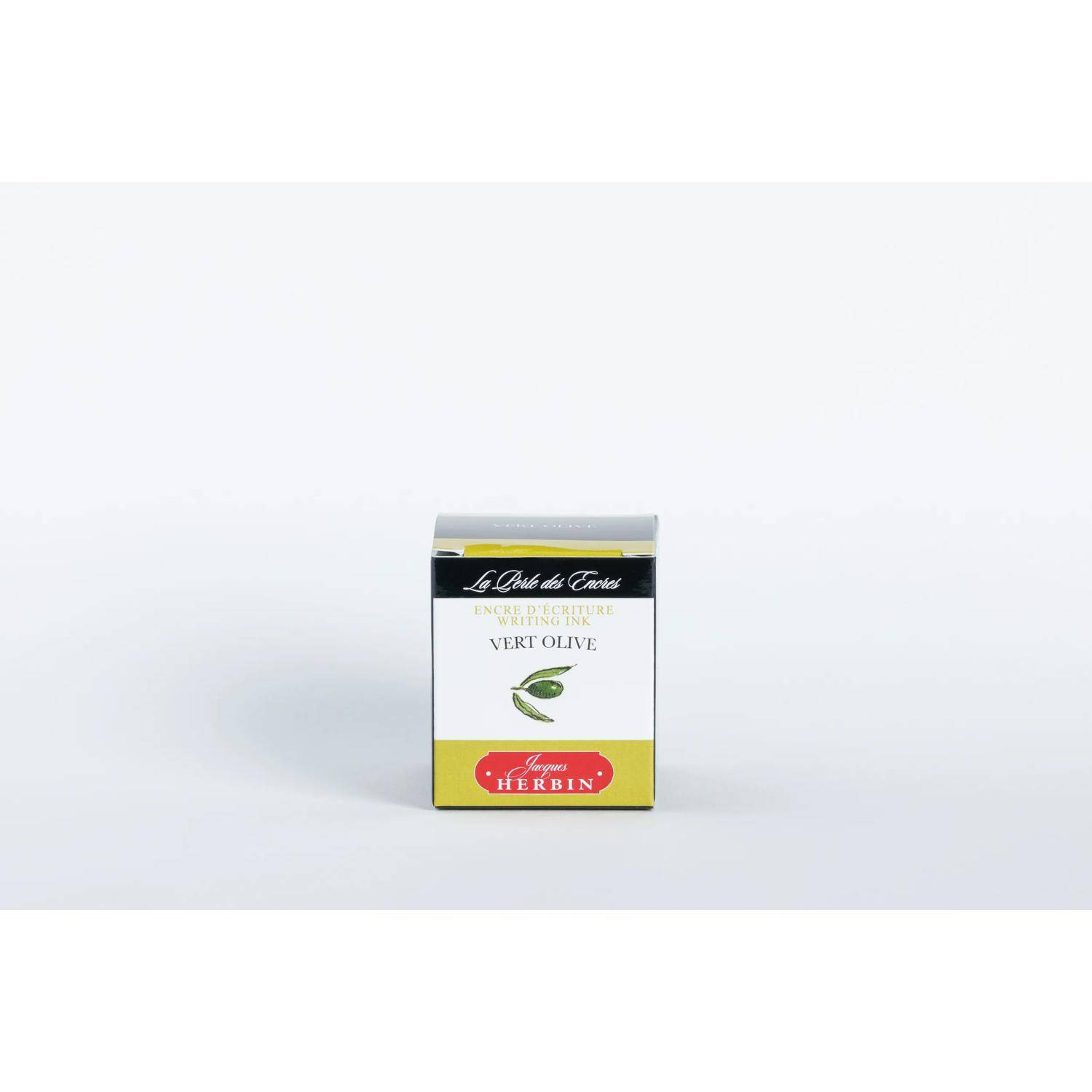 Jacques Herbin 4x Tinte für Füller + Tintenroller Flakon 30 ml Olivgrün 13036T