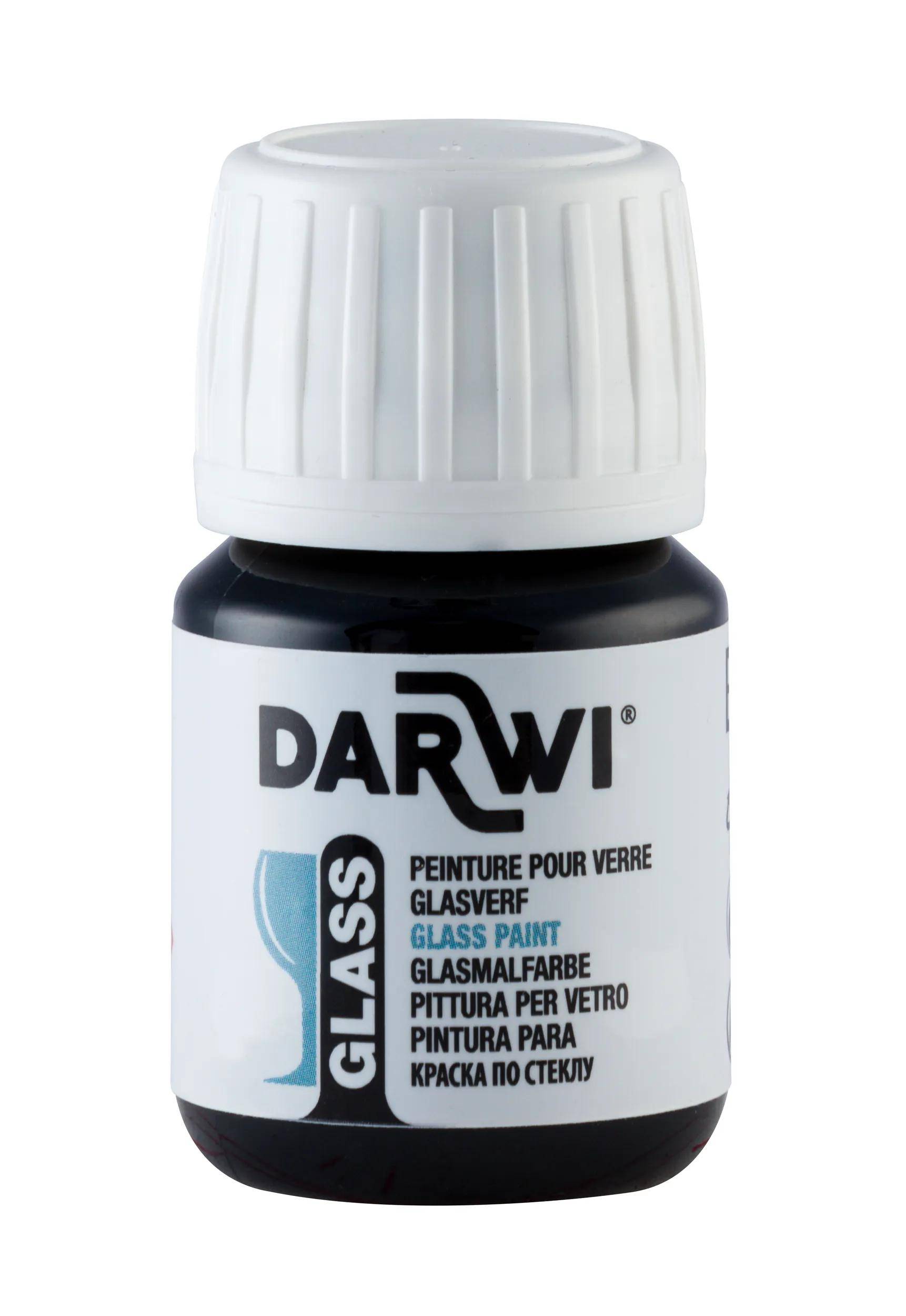 Darwi 5x DARWI Glasmalfarbe, Flakon 30ml, Schwarz - Schwarz DA0700030100C