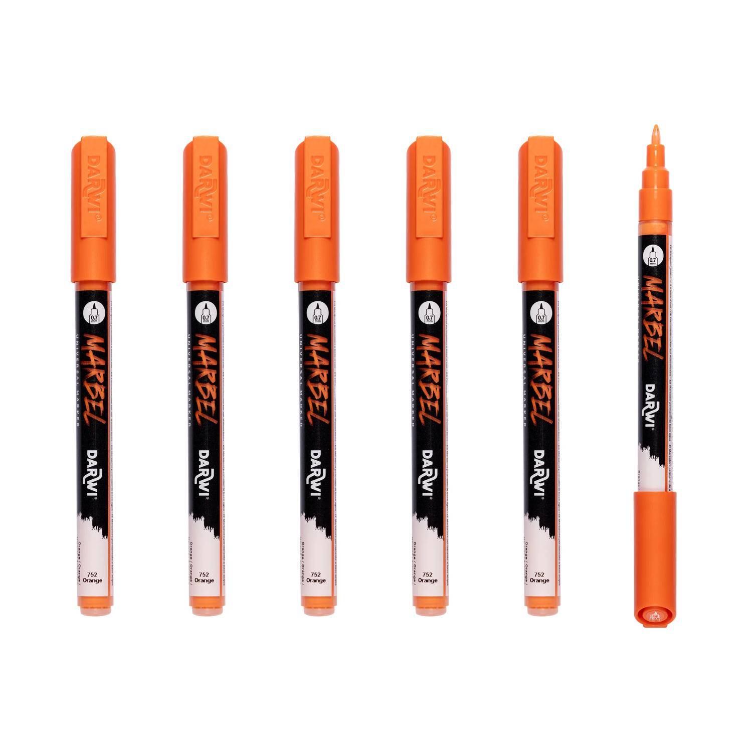 Darwi 6x Marker Acrylfarbe, extrafeine Spitze 0,7mm Orange DA0223001752C
