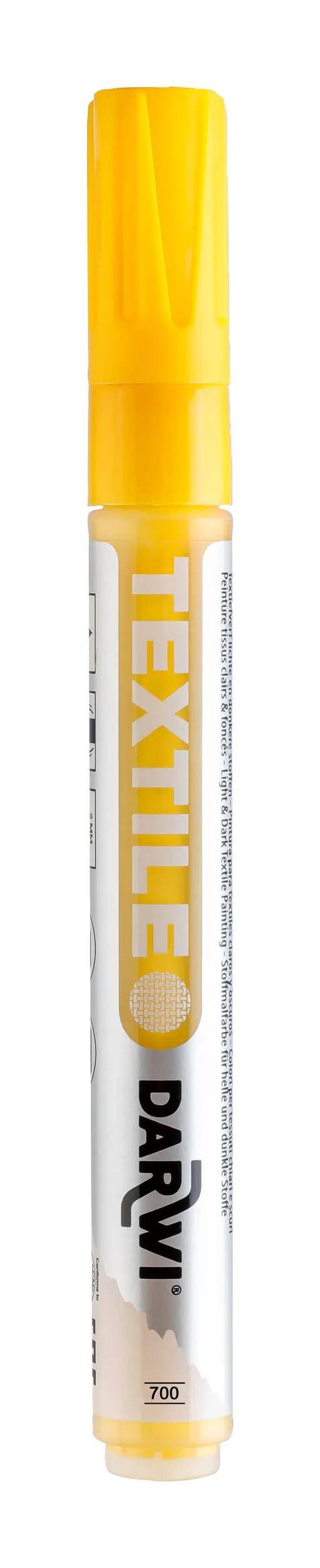 Darwi 6x Textilmarker opak, Spitze 2mm Inhalt 6ml, Gelb Gelb DA0160013700C