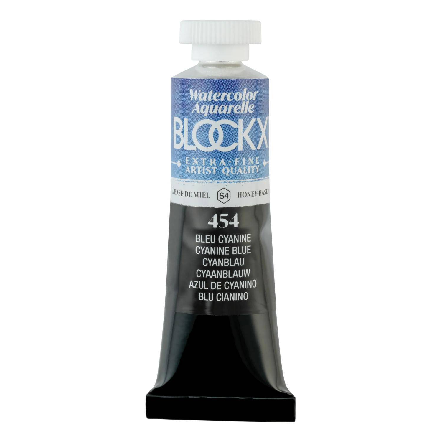 Blockx 3x Aquarellfarbe, Cyanblau - Tube 15ml - Blau Cyanine 44454BXC