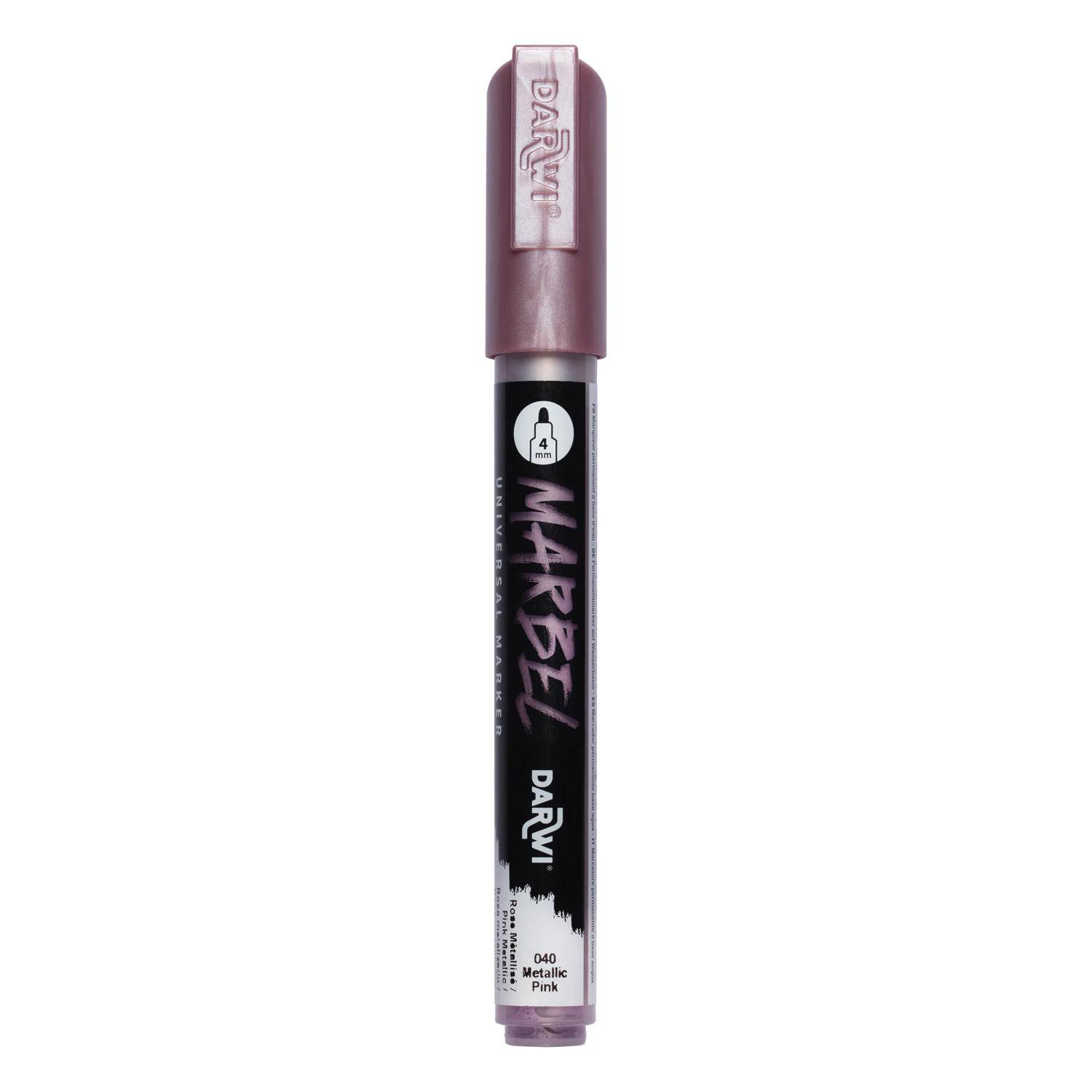 Darwi 6x Marker Acrylfarbe, Rundspitze medium 4mm Pink Metallic DA0236004040C