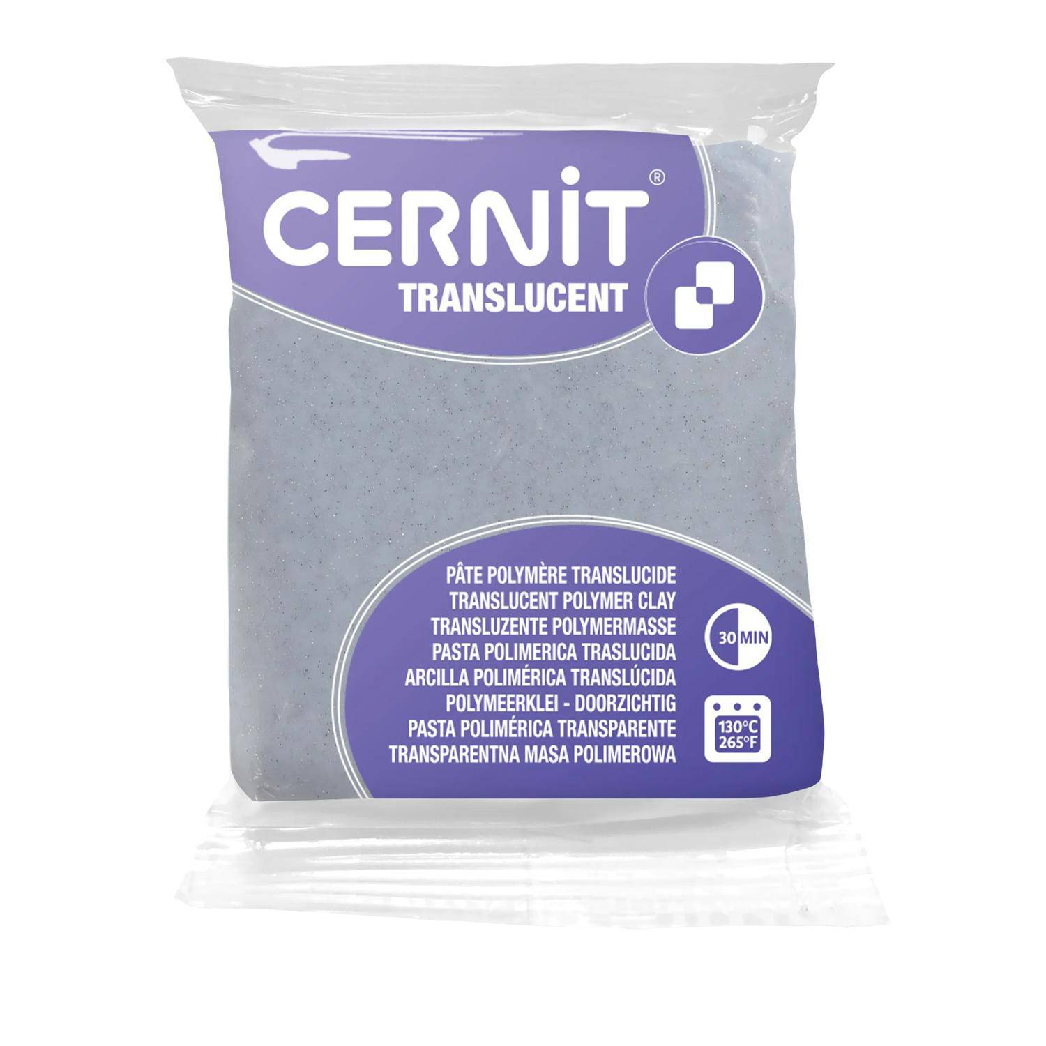 Cernit 6x Translucent 56g, Glitter silber - Glitzersilber CE0920056080C