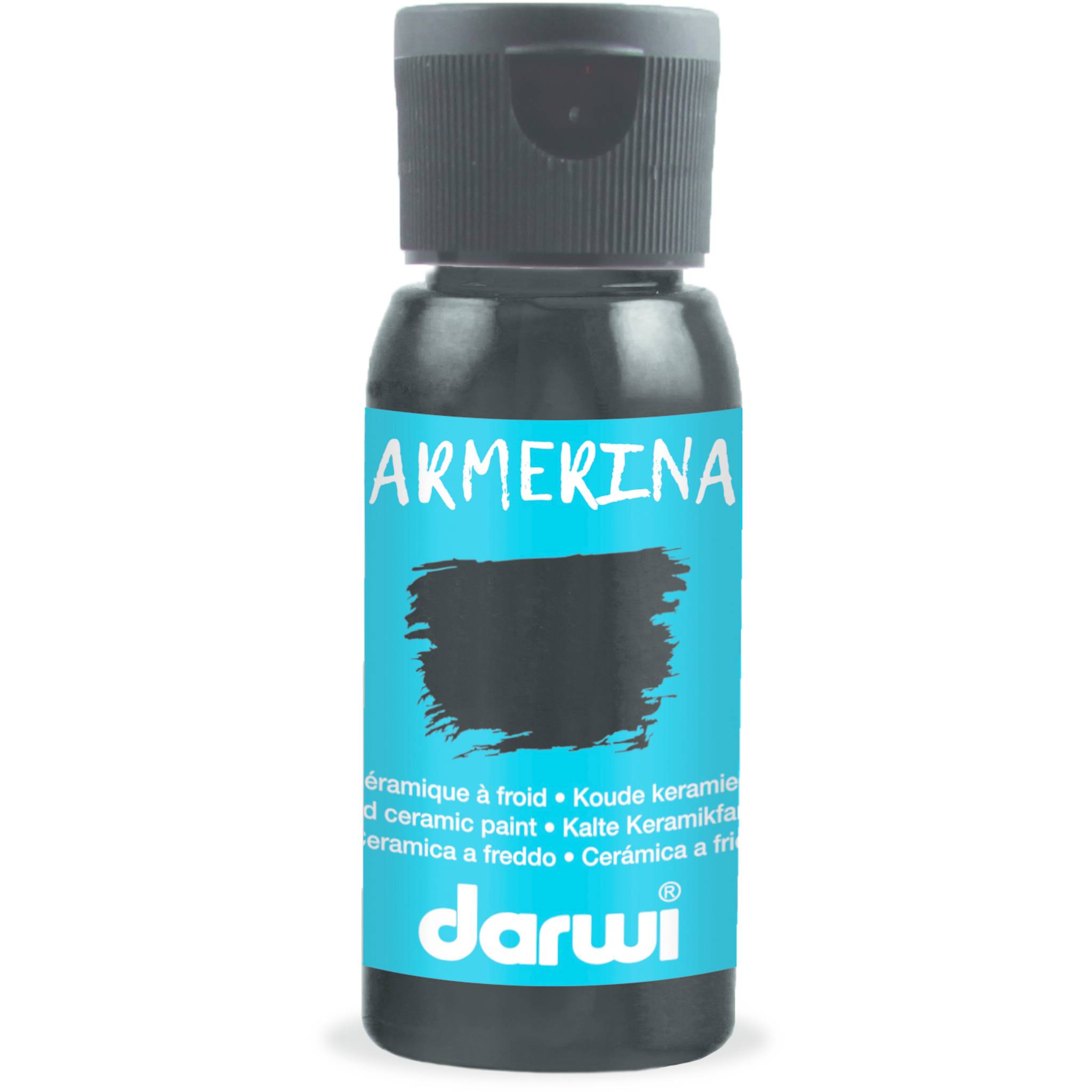 Darwi 4x DARWI Kalte Keramikfarbe, Flasche 50ml, Schwarz - Schwarz DA0380050100C