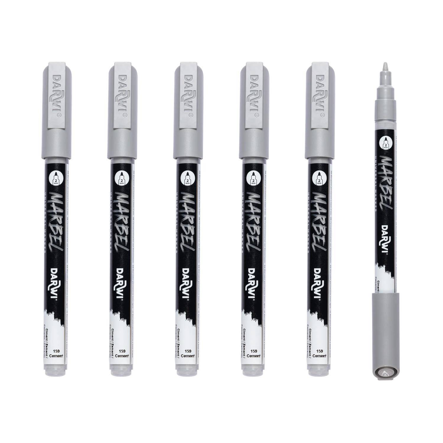 Darwi 6x Marker Acrylfarbe, konische feine Spitze 2mm Zement DA0223002159C