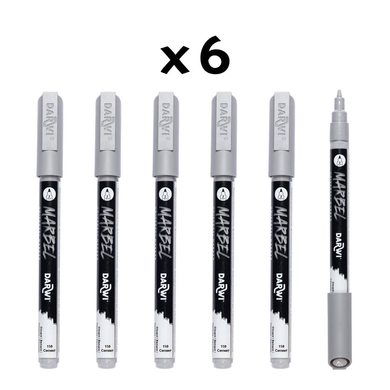 Darwi 6x Marker Acrylfarbe, konische feine Spitze 2mm Zement DA0223002159C