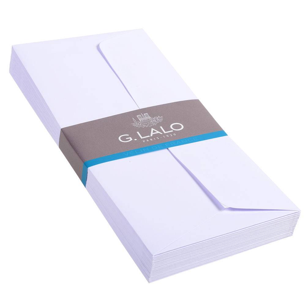 G.Lalo 10x Lalo, Packung 25 Umschlägen Vélin de France selbstklebend Weiß 46700L