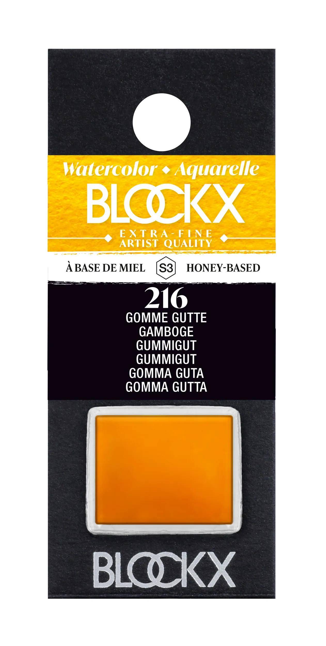 Blockx 3x Aquarellfarbe, Gummigutt - 1/2 Näpfchen 1,5ml - Gummigutt 41216BXC