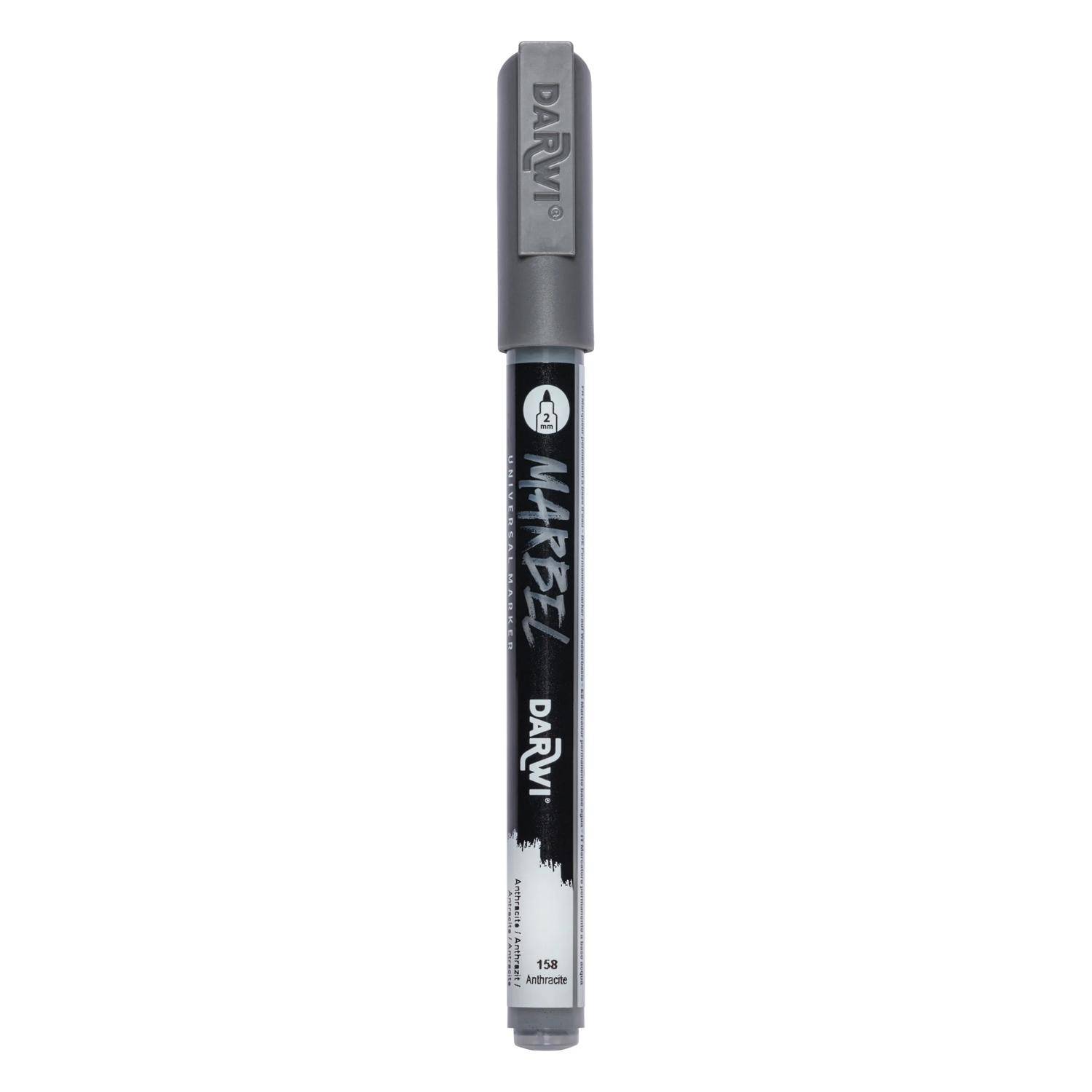 Darwi 6x Marker Acrylfarbe, konische feine Spitze 2mm Anthrazit DA0223002158C
