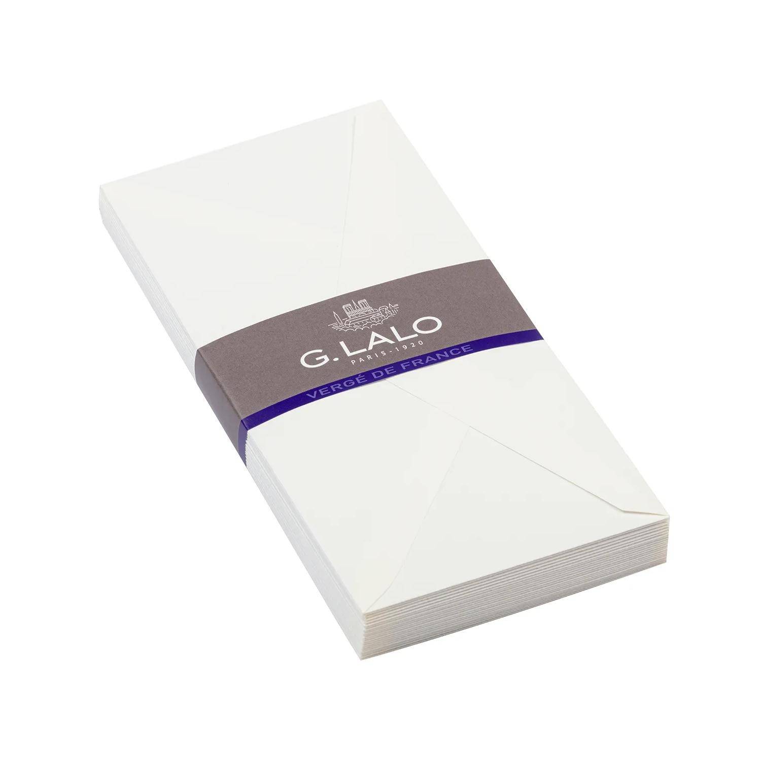 G.Lalo 10x Lalo, Packung 25 Umschlägen Vergé de France, DL 220x110mm Weiß 22700L