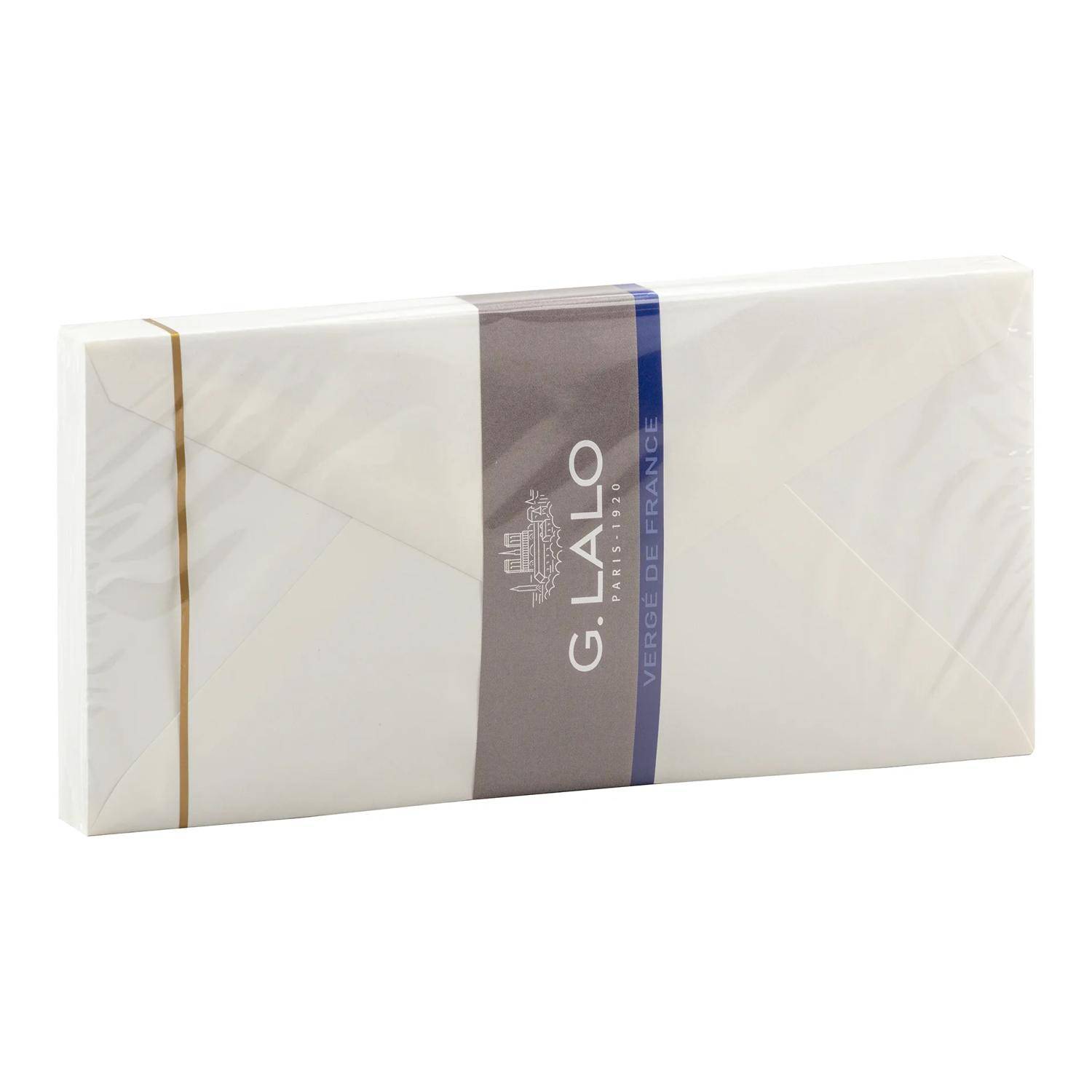 G.Lalo 10x Lalo, Packung 25 Umschlägen Vergé de France, DL 220x110mm Weiß 22700L