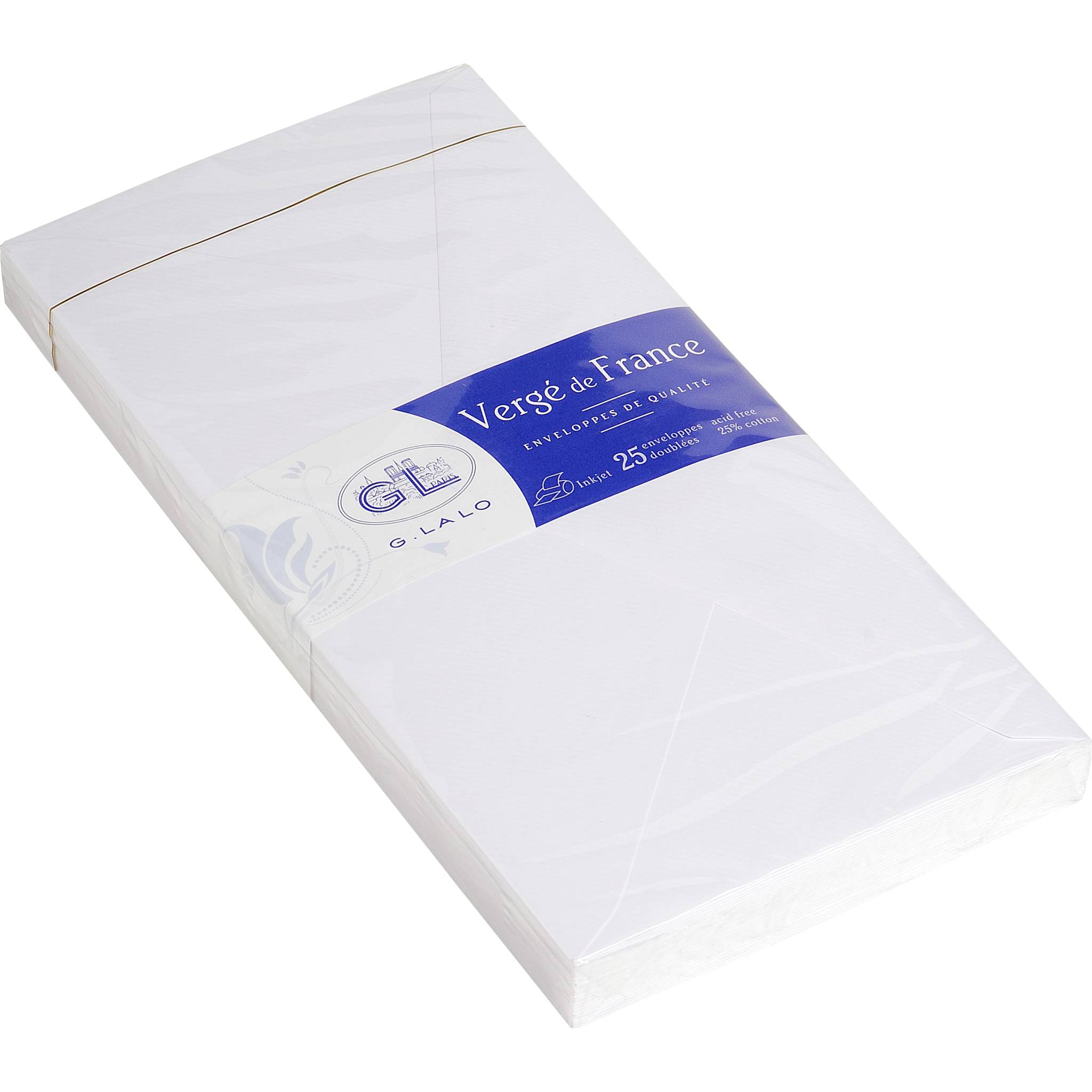 G.Lalo 4x Packung 25 Umschlägen Vergé de France, DL 220x110mm Extra weiß 22750L