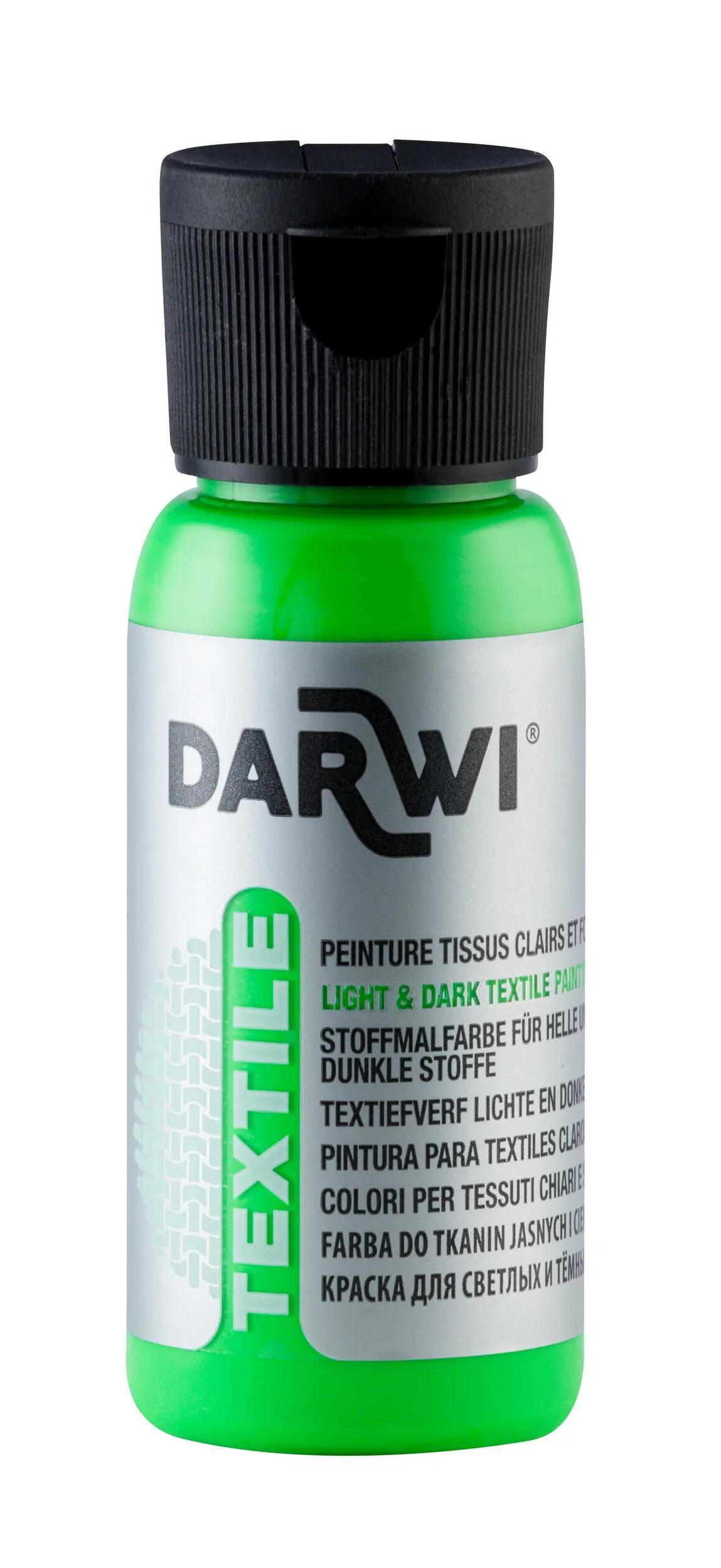 Darwi 4x DARWI Stoffmalfarbe, Flasche 50ml, Neongrün - Neongrün DA0100050627C