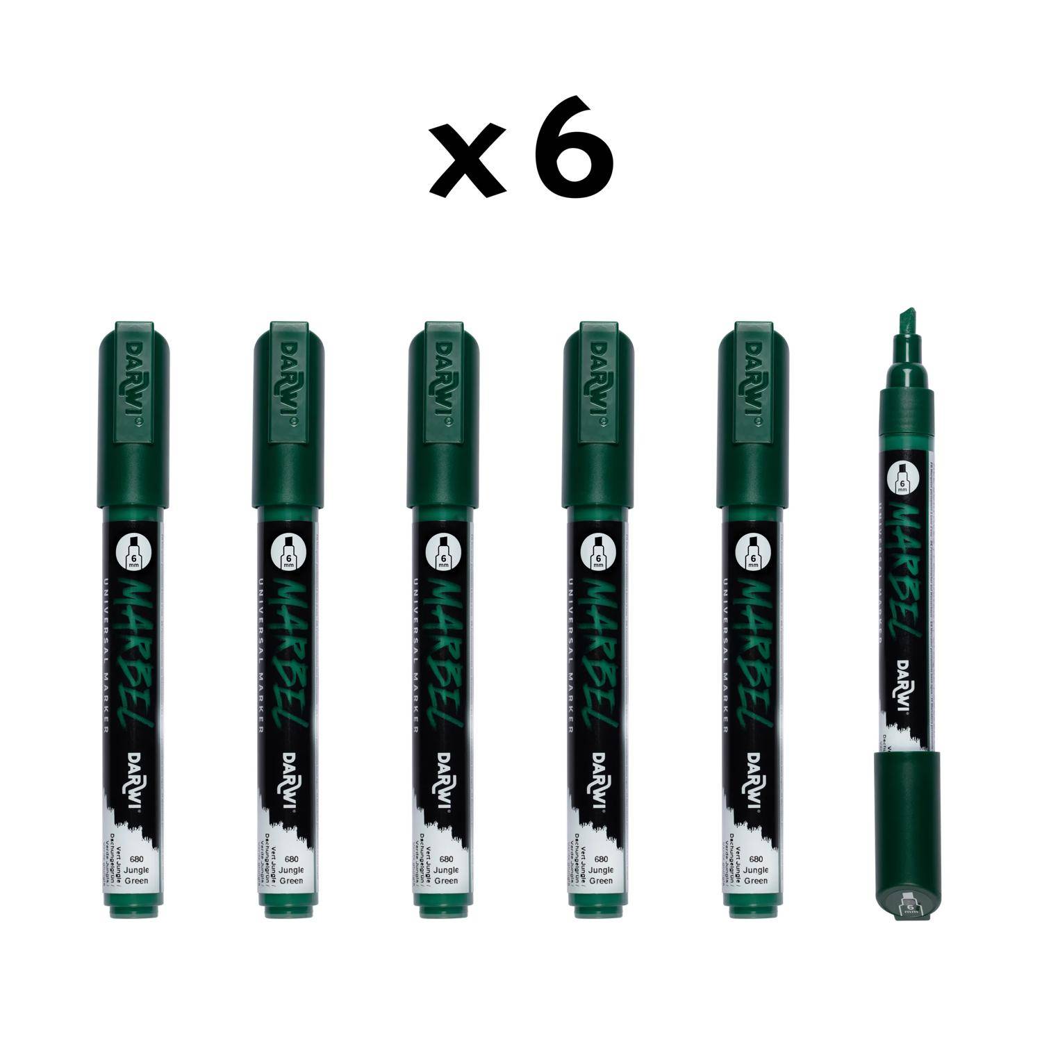 Darwi 6x Marker Acrylfarbe, Keilspitze medium 6mm Dschungelgrün DA0226006680C