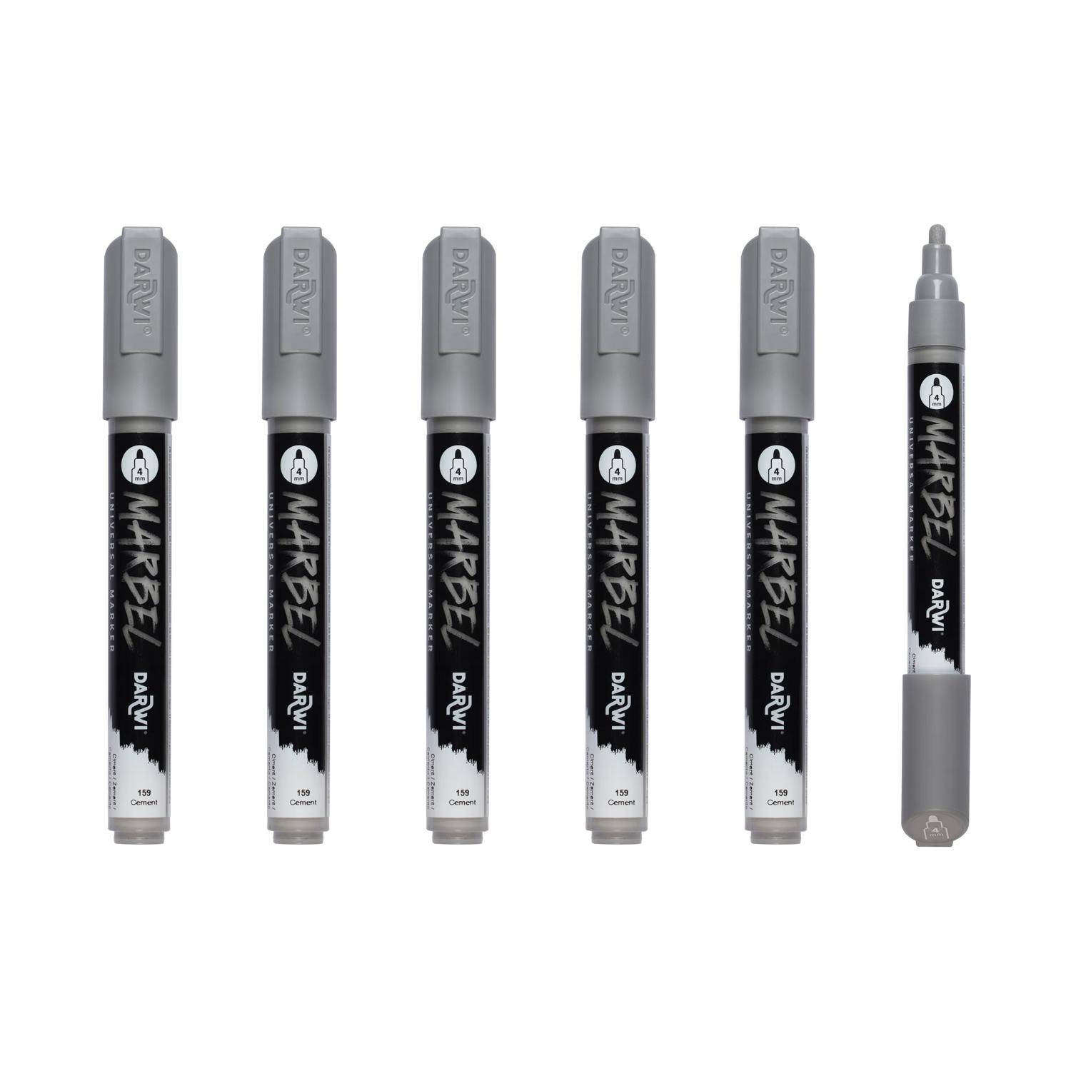 Darwi 6x Universalmarker Acrylfarbe, Rundspitze medium 4mm Zement DA0226004159C