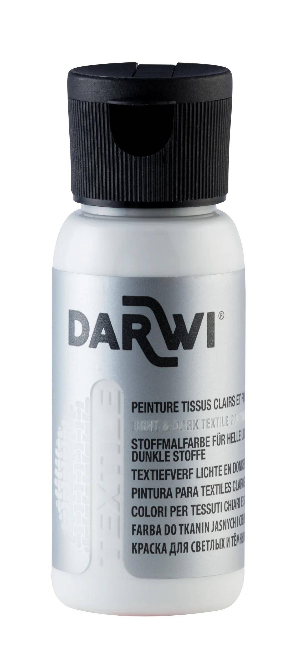 Darwi 4x DARWI Stoffmalfarbe, Flasche 50ml, Weiß - Weiß DA0100050010C