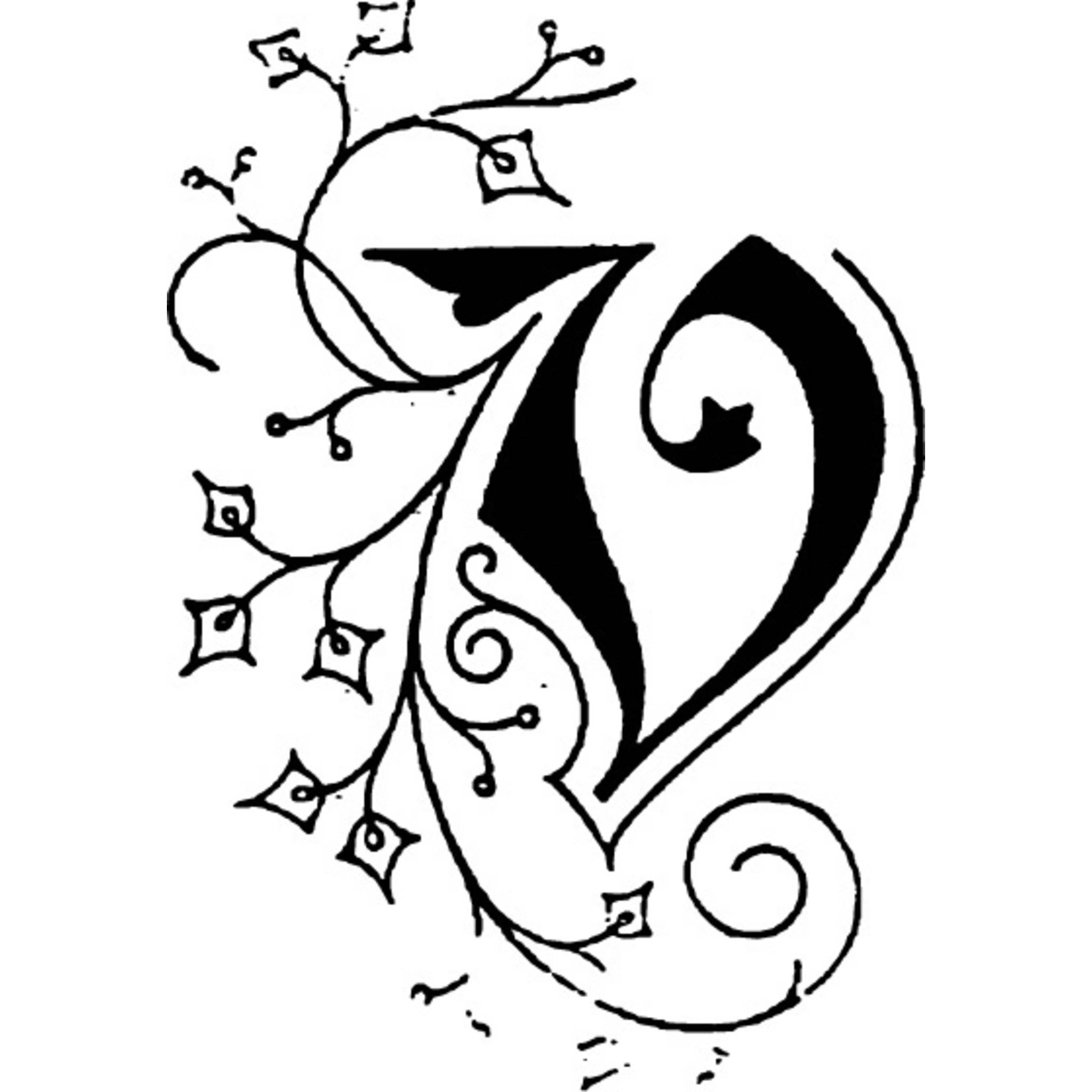 Jacques Herbin 3x Viereckiges Siegel Holzgriff, Buchstabe V 40022T