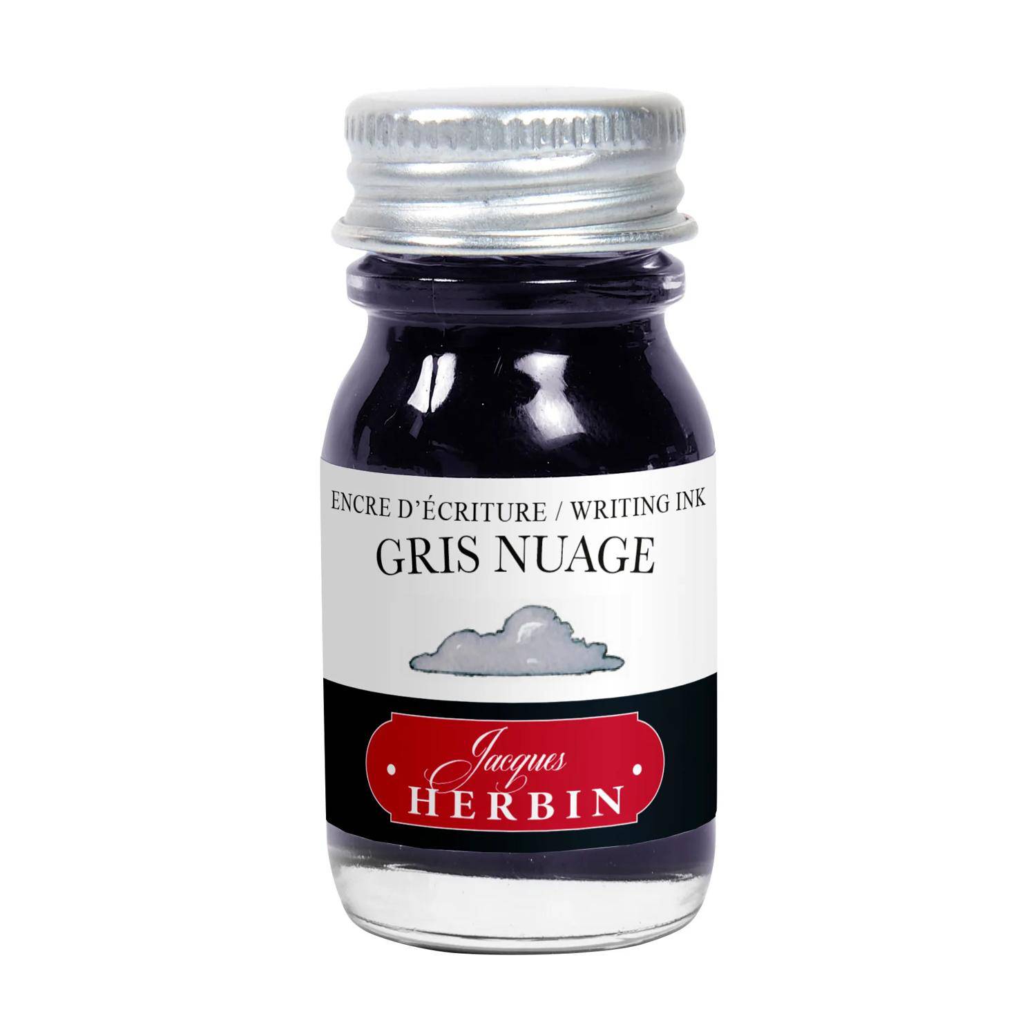 Jacques Herbin 6x Tinte für Füller + Tintenroller Flakon 10 ml Wolkengrau 11508T