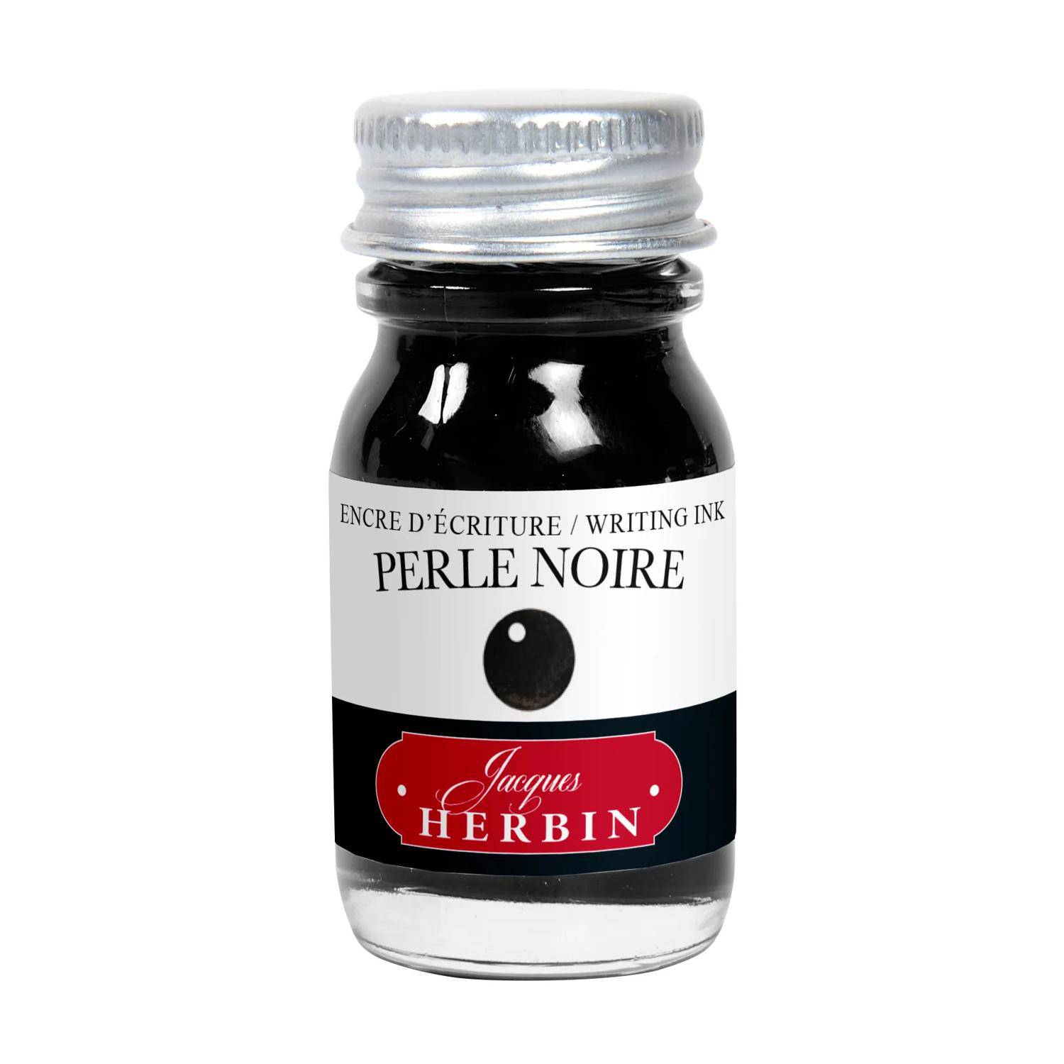 Jacques Herbin 6x Tinte + Tintenroller Flakon 10 ml Perlenschwarz 11509T