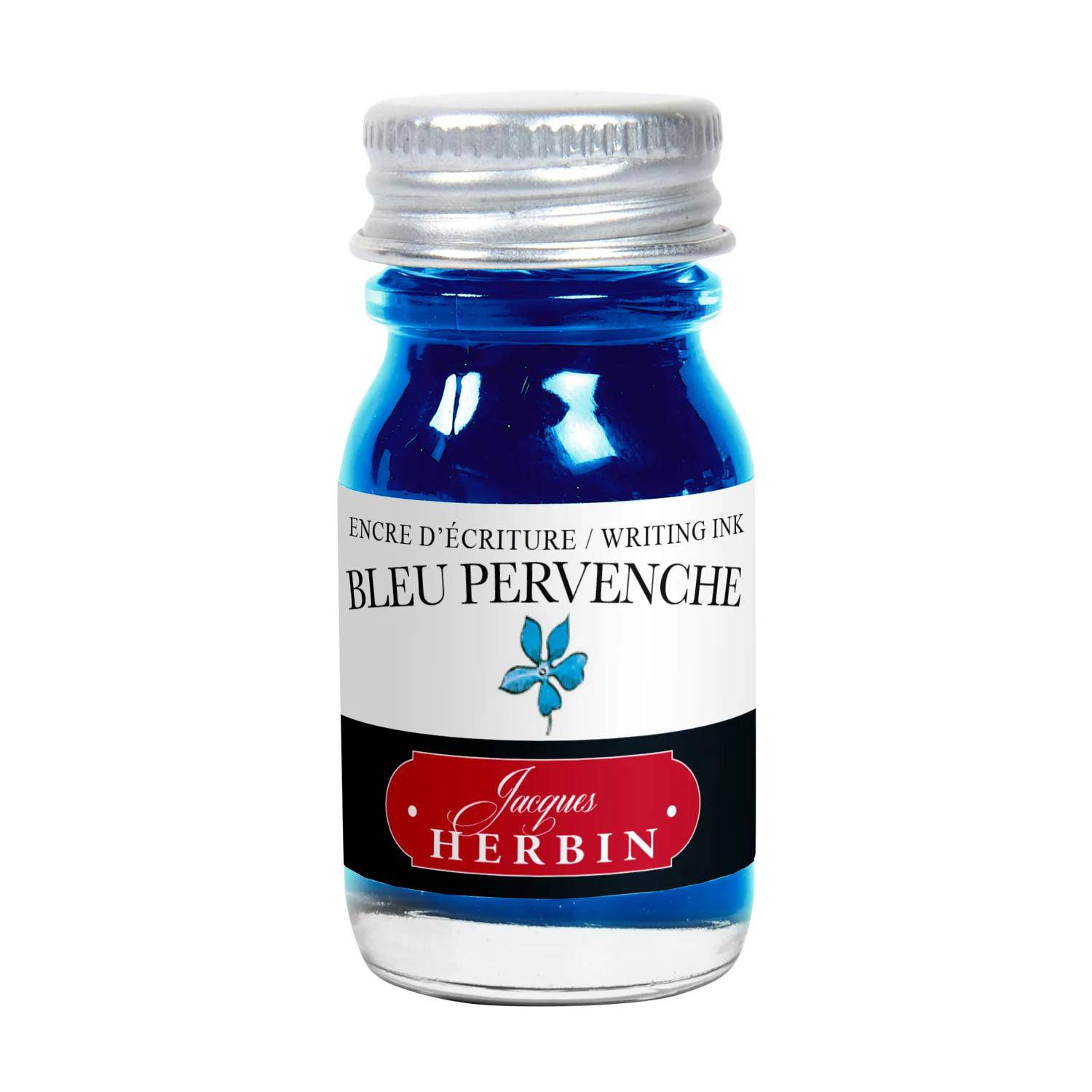 Jacques Herbin 6x Tinte für Füller + Tintenroller Flakon 10 ml Mittelblau 11513T