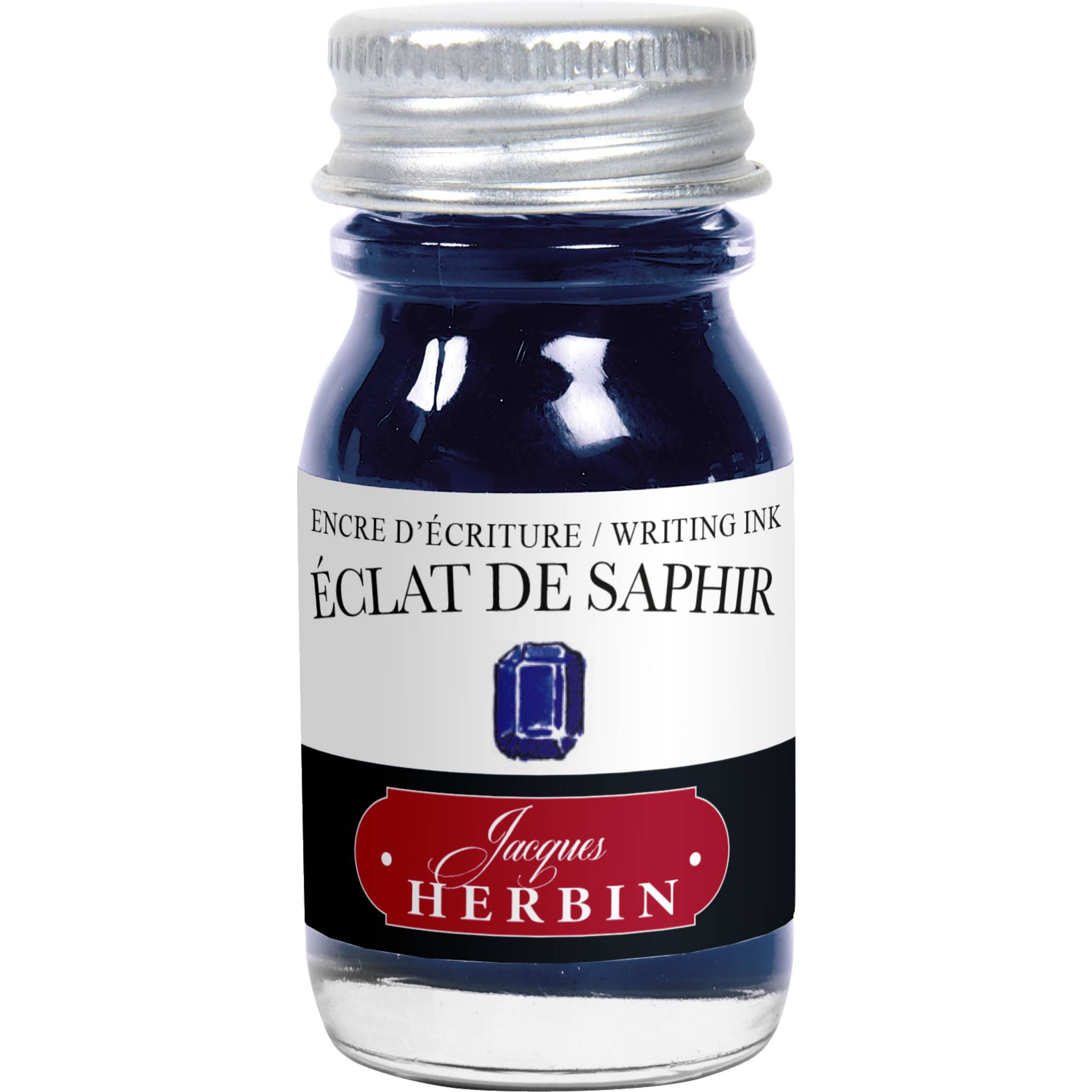 Jacques Herbin 6x Tinte für Füller + Tintenroller Flakon 10 ml Saphirblau 11516T