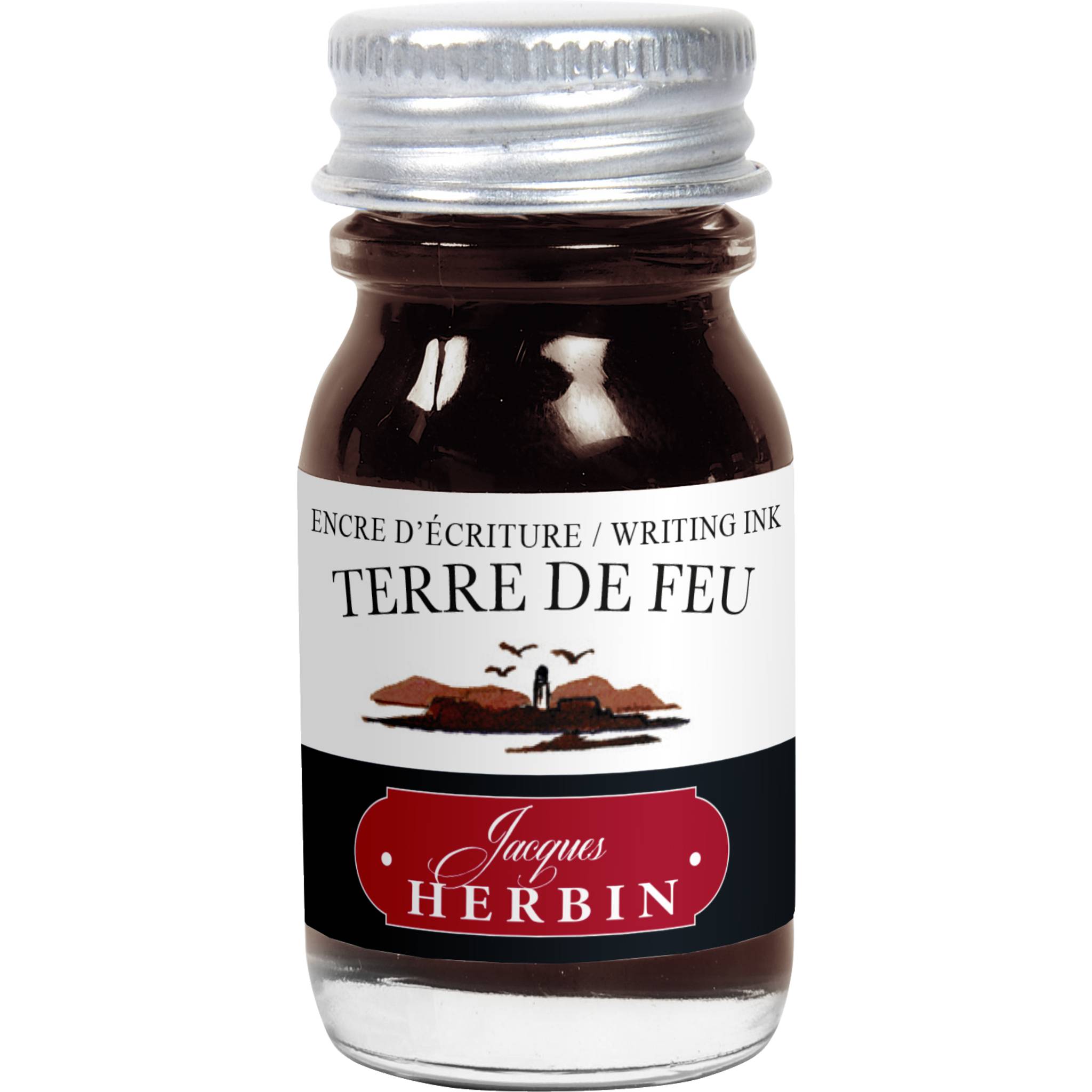 Jacques Herbin 6x Tinte für Füller + Tintenroller Flakon 10 ml Feuerrot 11547T