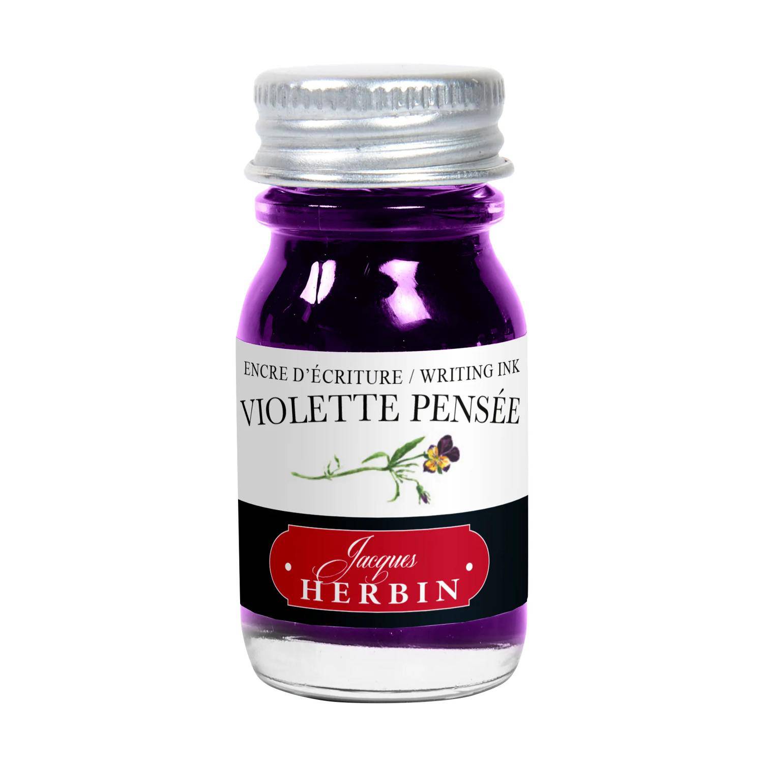 Jacques Herbin 6x Tinte +Tintenroller Flakon 10 ml Stiefmütterchenviolett 11577T