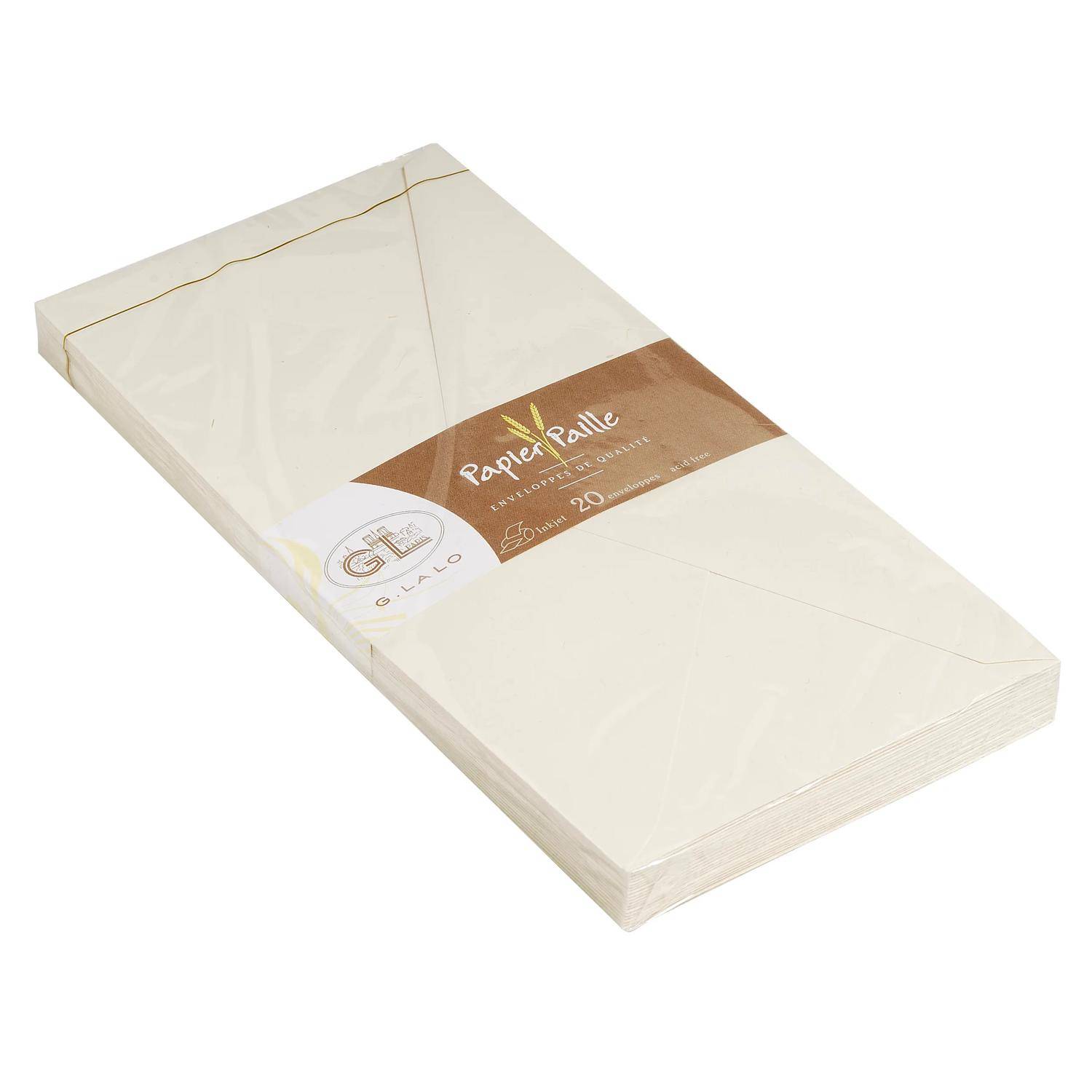 G.Lalo 5x Packung 20 Umschlägen 220x110mm, 120g, Strohpapier - Elfenbein 22616L