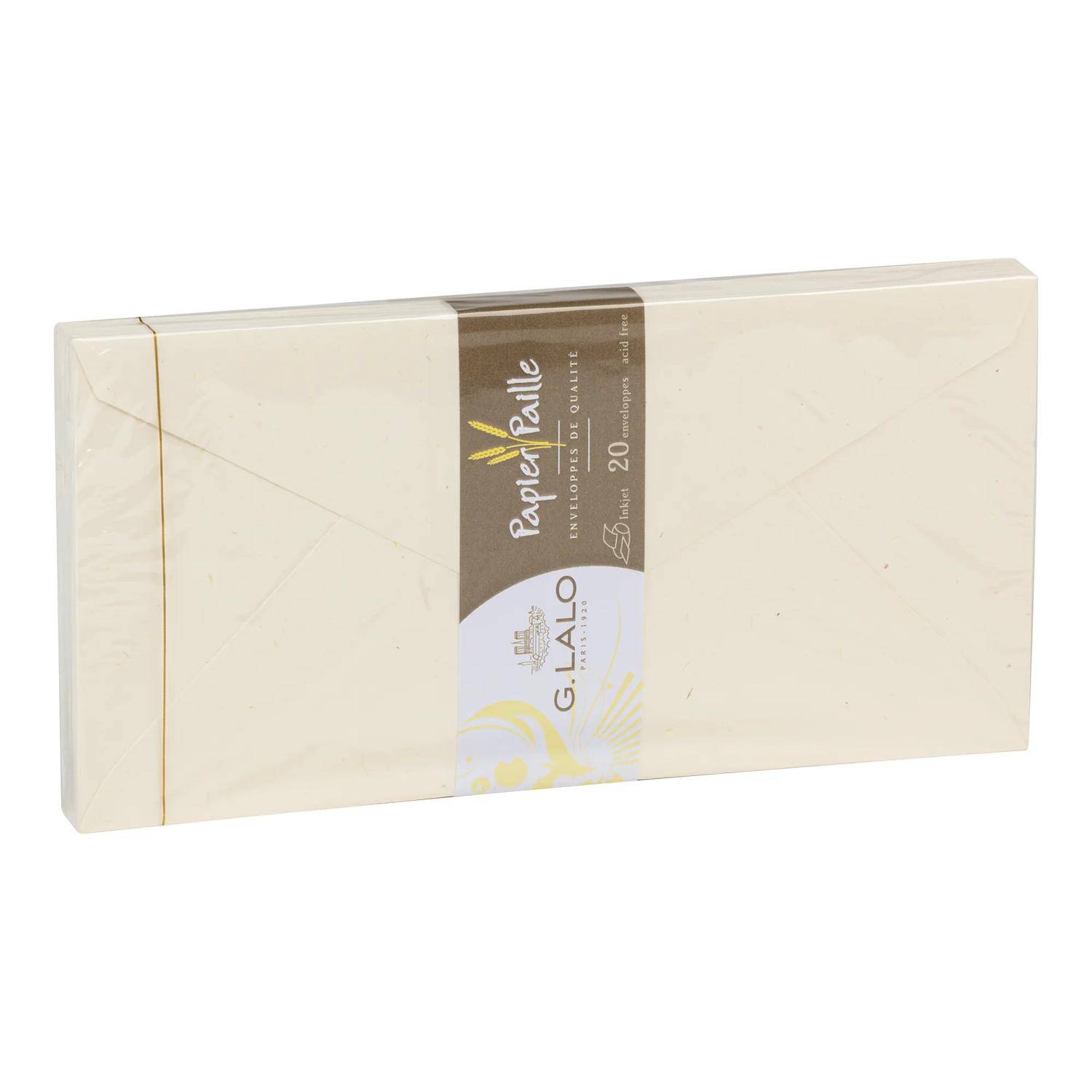 G.Lalo 5x Packung 20 Umschlägen 220x110mm, 120g, Strohpapier - Elfenbein 22616L