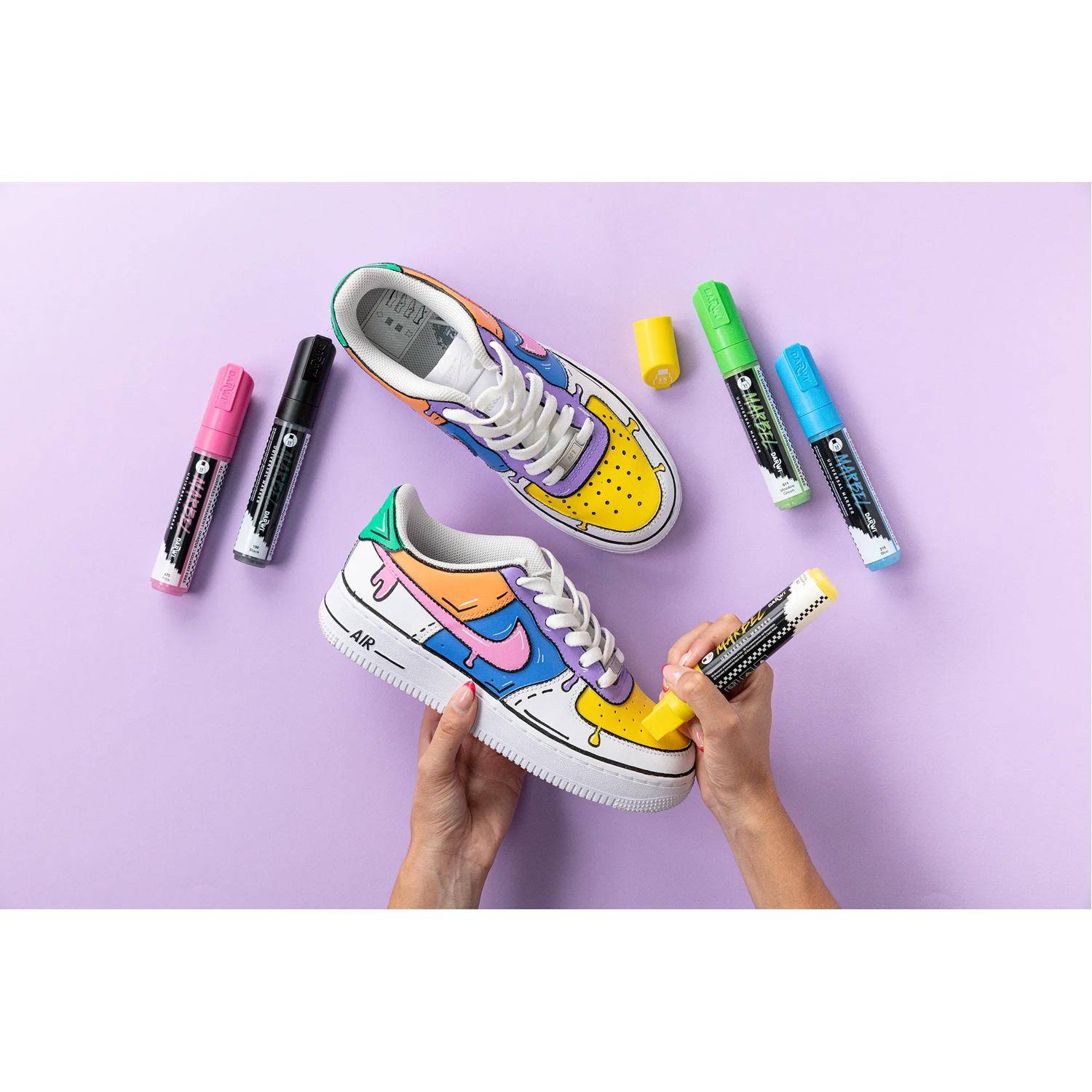 Darwi 3x Marker Acrylfarbe, rechteckige breite Spitze 15mm Rosa DA0222015475C