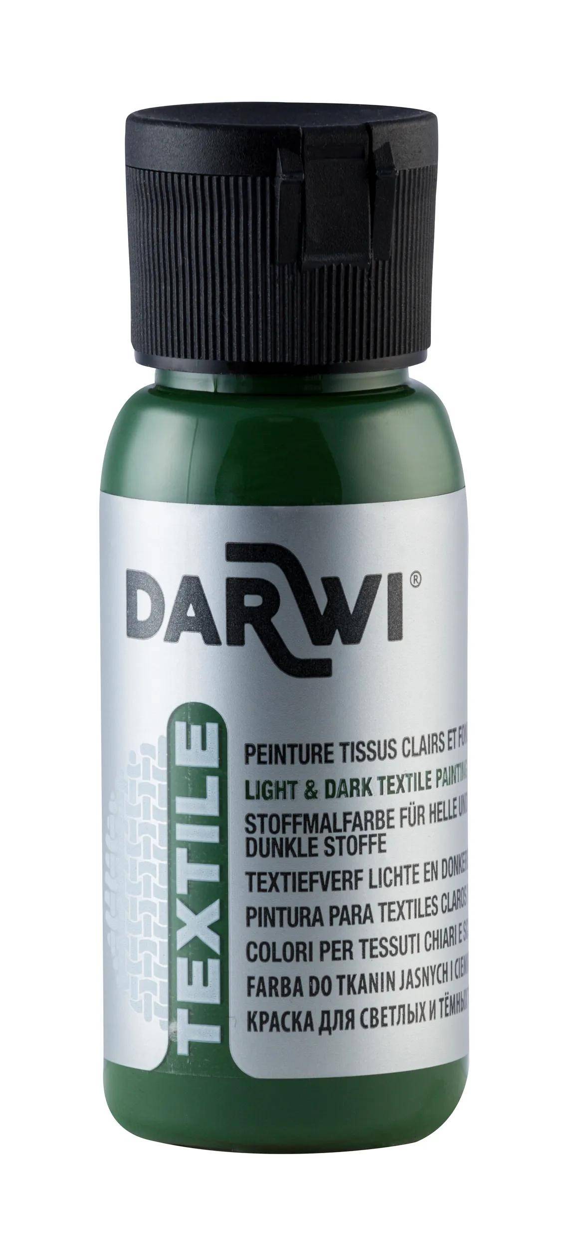 Darwi 4x Stoffmalfarbe Flasche 50ml, Avocadogrün Avocadogrün DA0100050643C