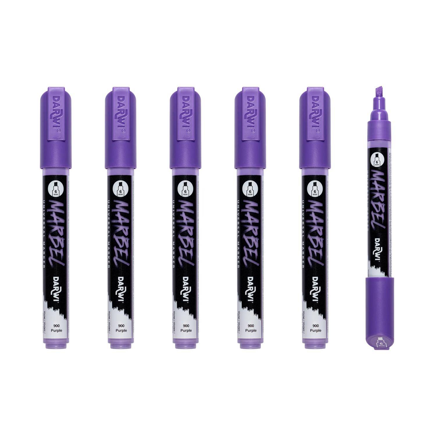 Darwi 6x Universalmarker Acrylfarbe, Keilspitze medium 6mm Violett DA0226006900C