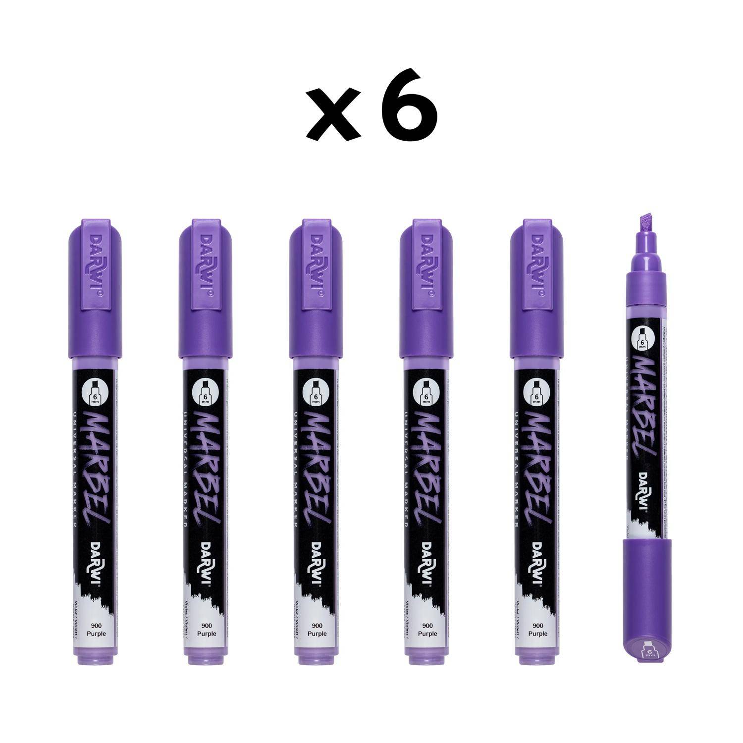 Darwi 6x Universalmarker Acrylfarbe, Keilspitze medium 6mm Violett DA0226006900C