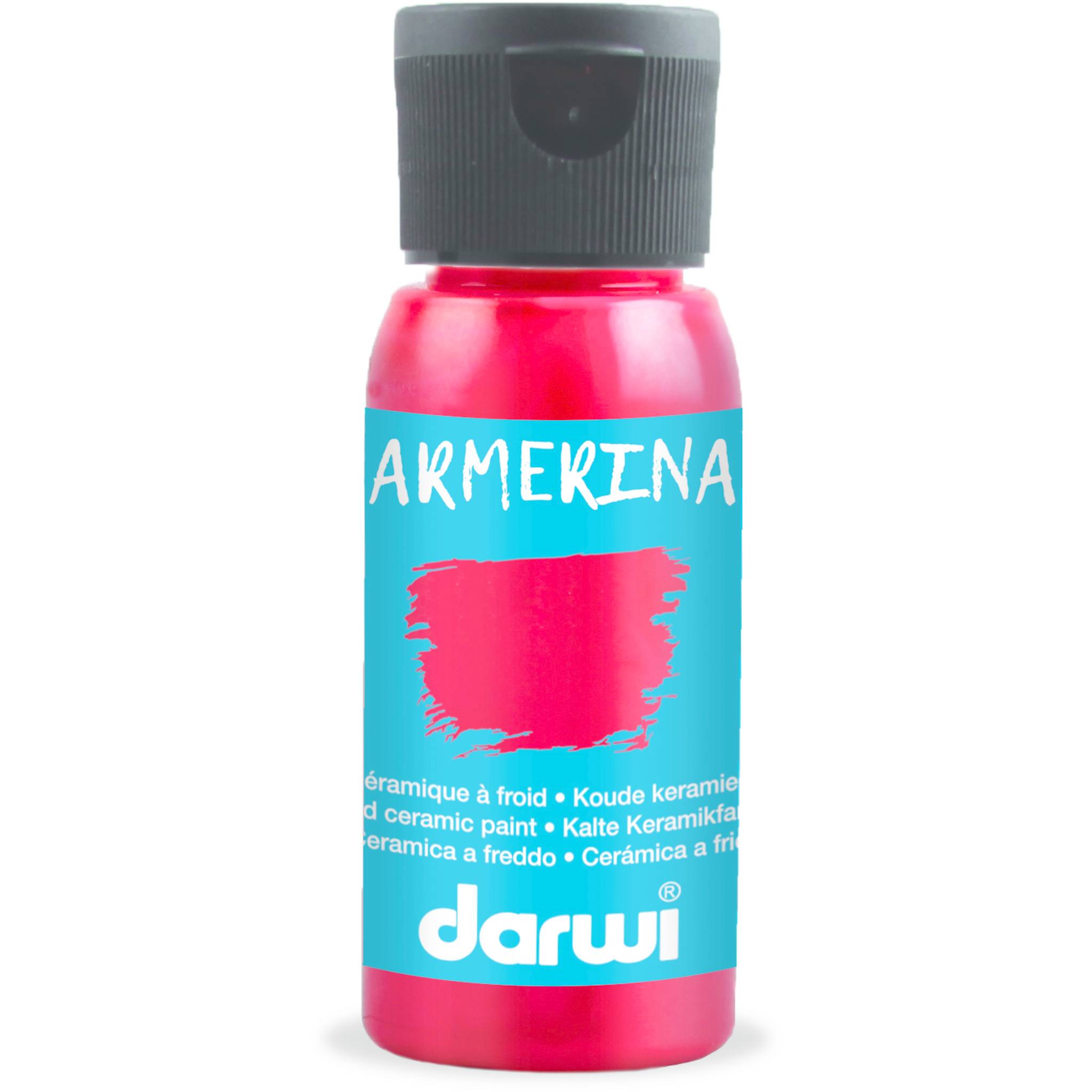Darwi 4x Kalte Keramikfarbe, Flasche 50ml, Zinnoberrot Zinnober DA0380050490C
