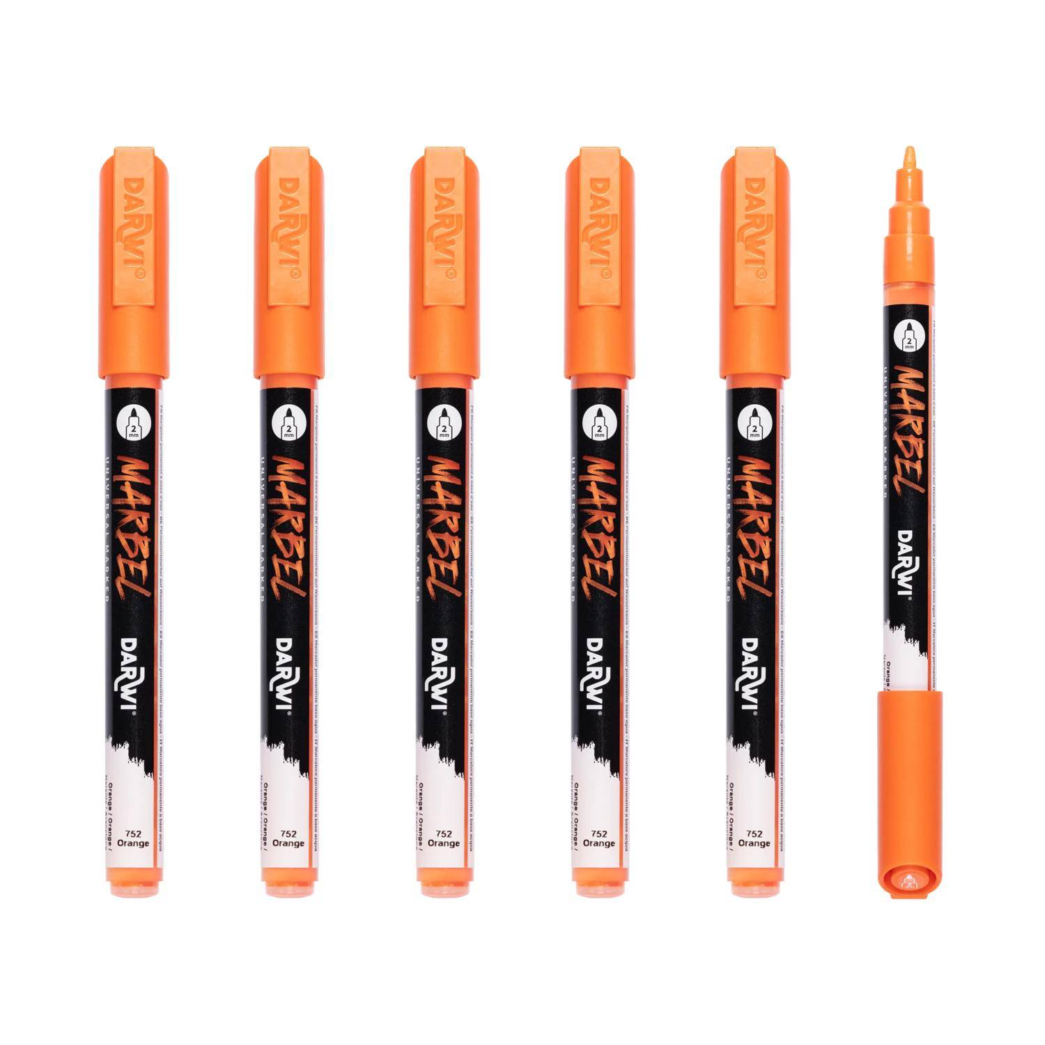 Darwi 6x Marker Acrylfarbe, konische feine Spitze 2mm Orange DA0223002752C