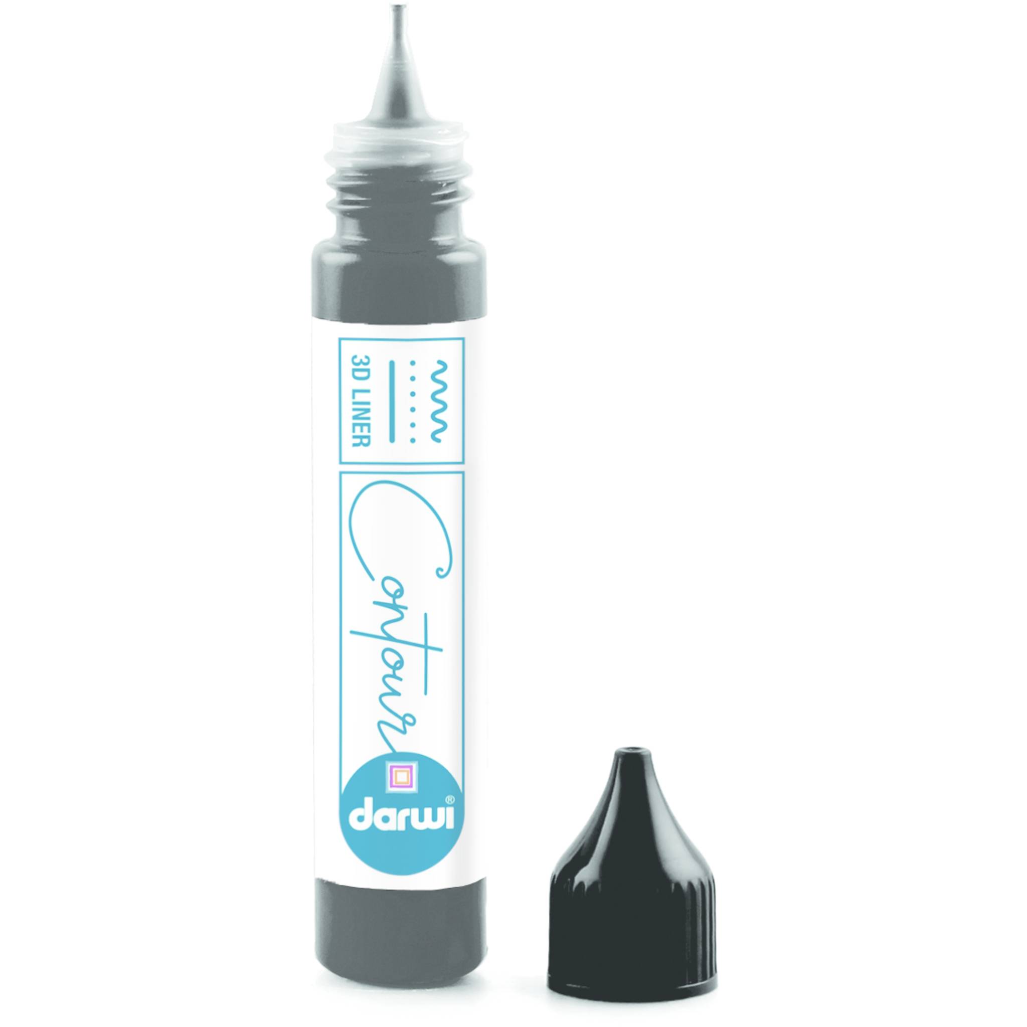 DARWI 6x Glasmalfarben-Applikatorflasche 30ML Schwarz - DA0690030100C