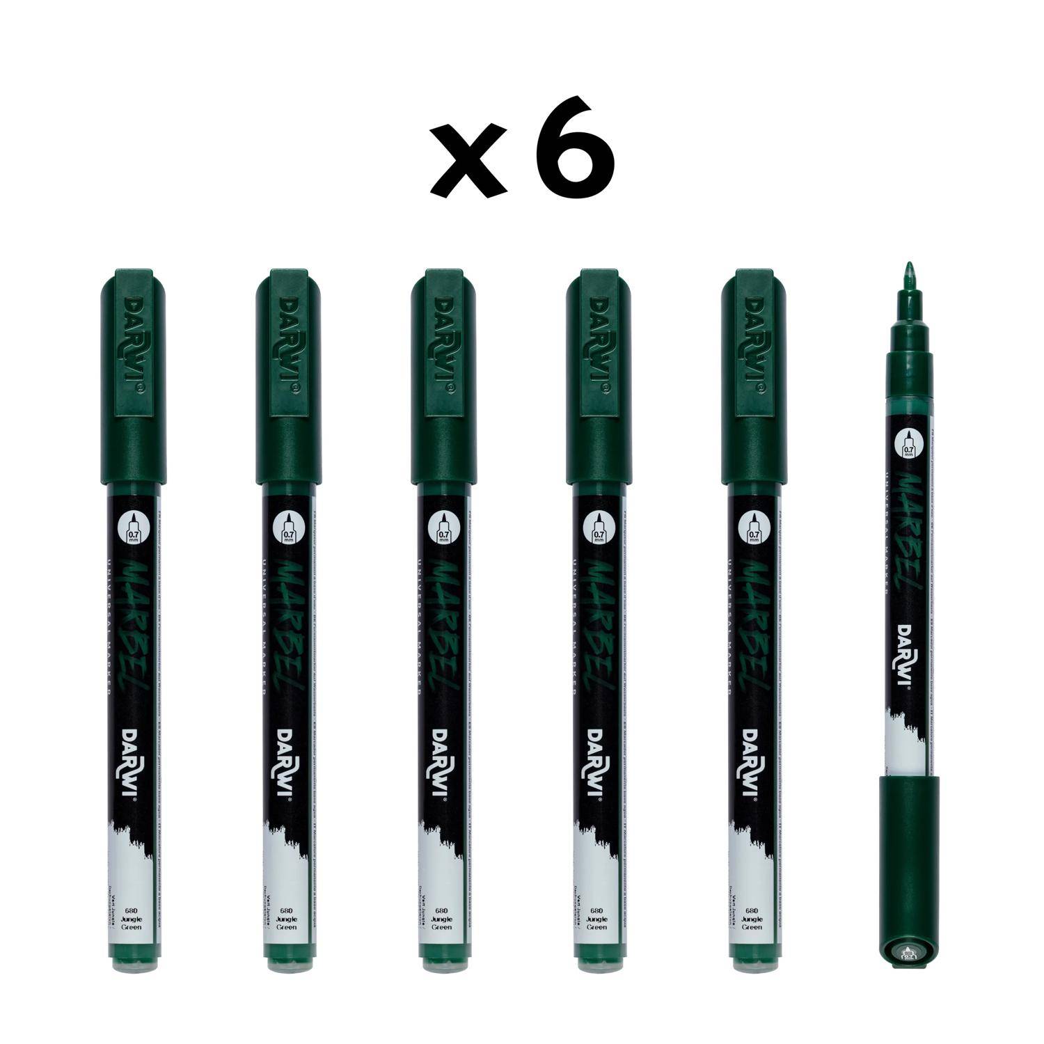 Darwi 6x Marker Acrylfarbe, extrafeine Spitze 0,7mm Dschungelgrün DA0223001680C