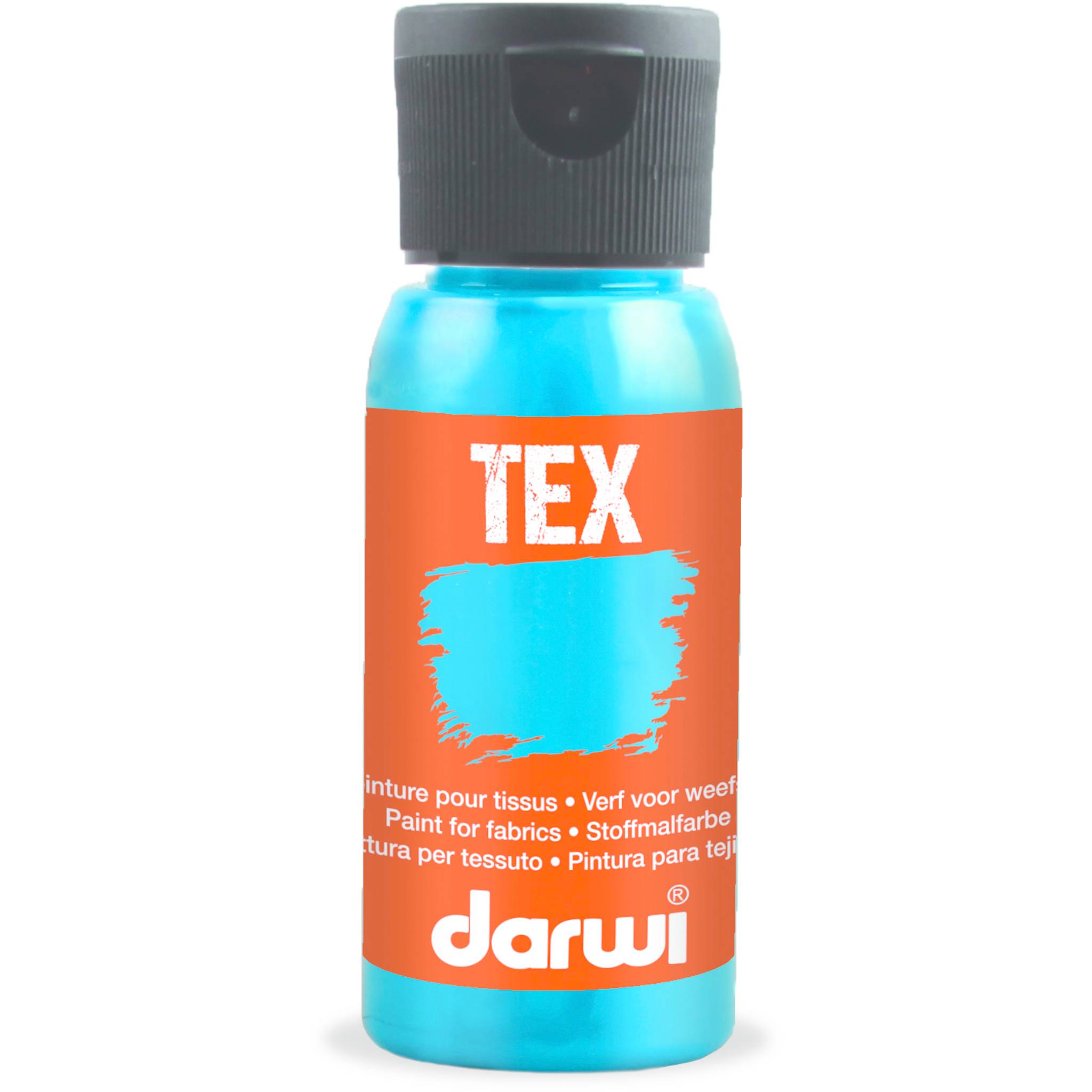 Darwi 4x Stoffmalfarbe, Flasche 50ml, Lagunenblau Blaue Lagune DA0100050280C