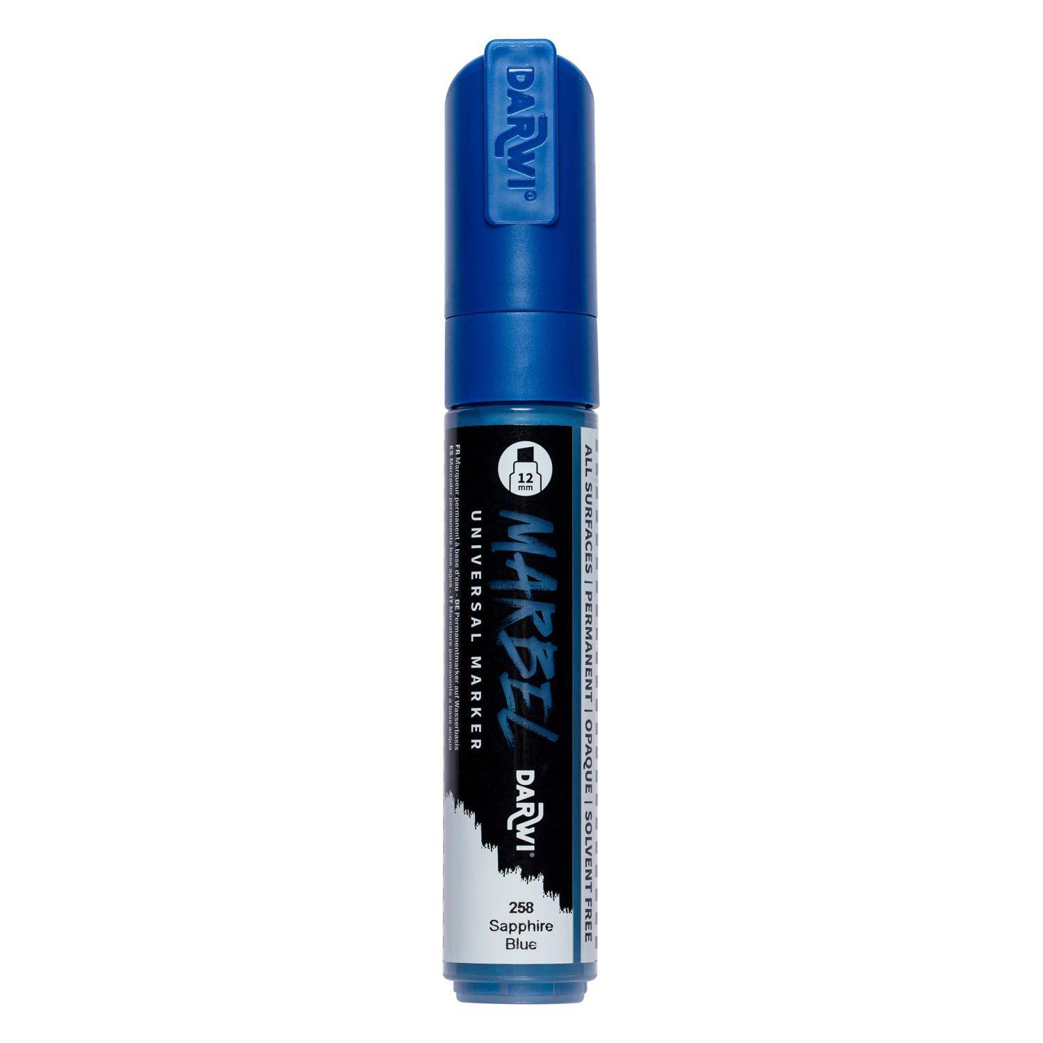 Darwi 3x Marker Acrylfarbe, breite Keilspitze 12mm Saphirblau DA0222012258C