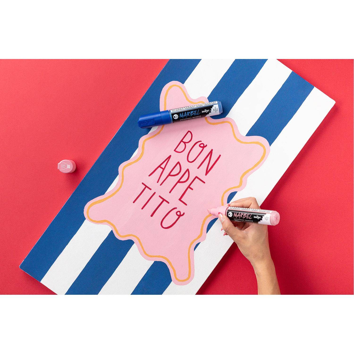 Darwi 3x Marker Acrylfarbe, breite Keilspitze 12mm Saphirblau DA0222012258C