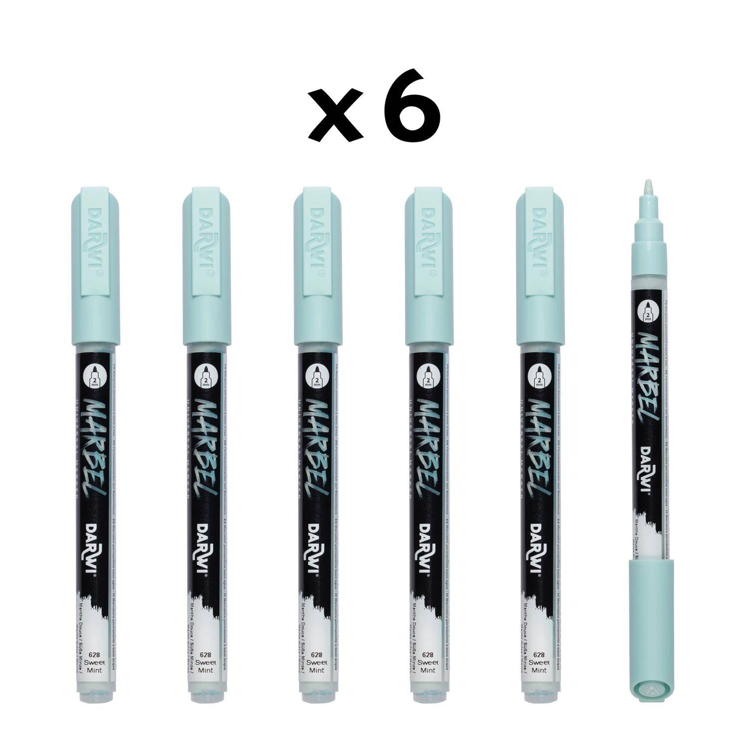 Darwi 6x Marker Acrylfarbe, konische feine Spitze 2mm Süße Minze DA0223002628C