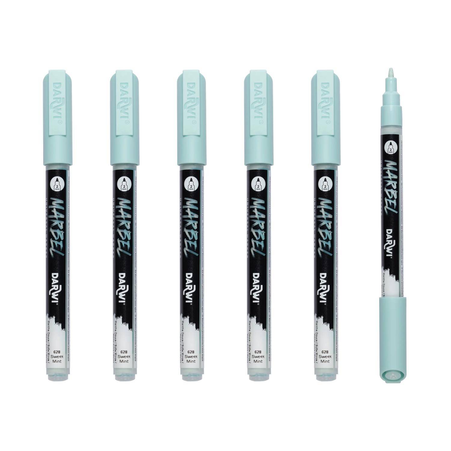 Darwi 6x Marker Acrylfarbe, konische feine Spitze 2mm Süße Minze DA0223002628C