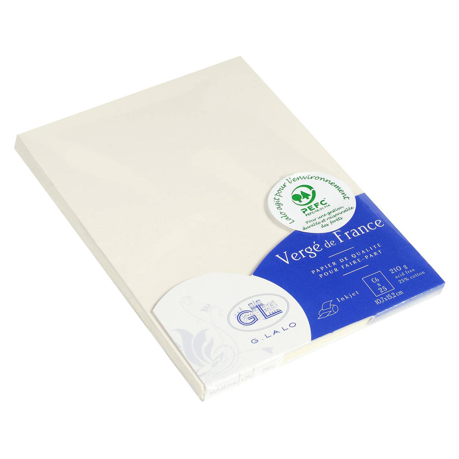 G.Lalo 4x Lalo, Pack. 25 Karten einfach 107x152mm, 210g - Weiß 16800L
