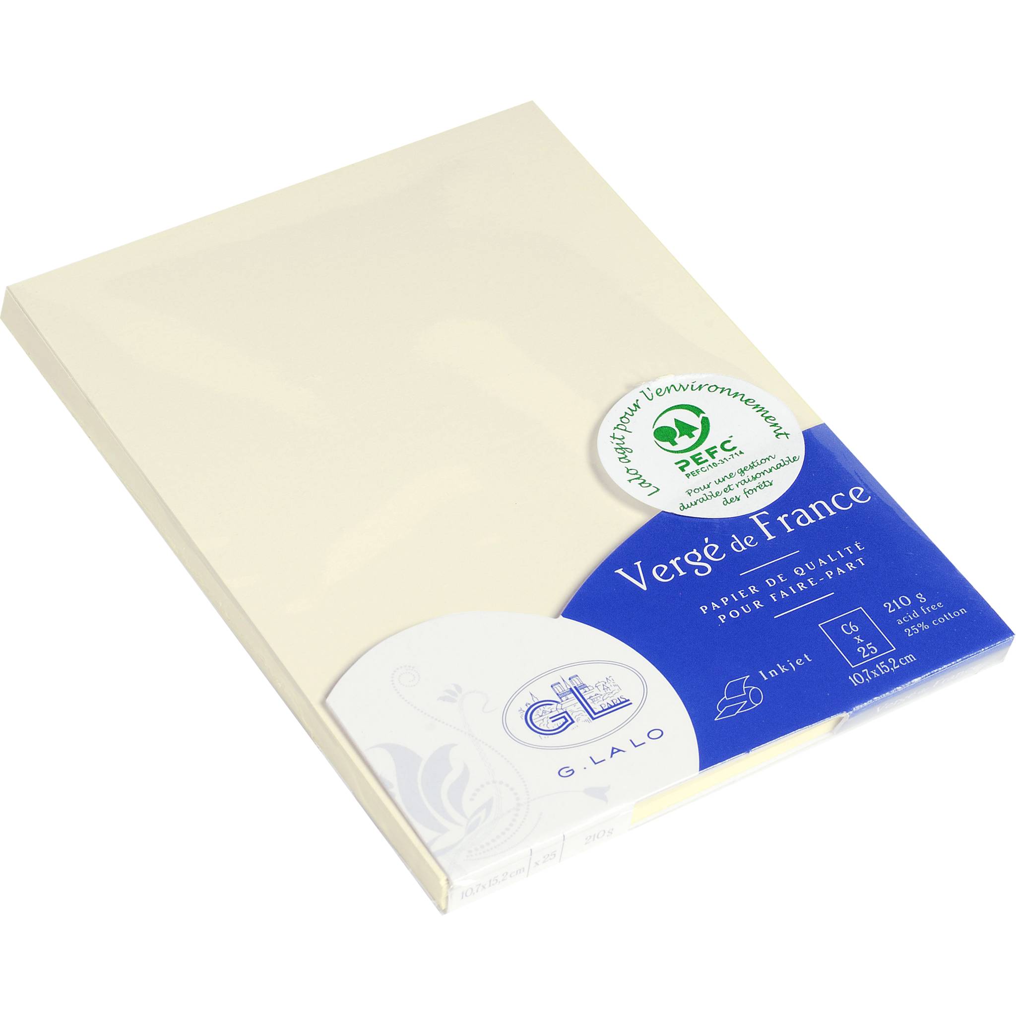 G.Lalo 4x Lalo, Pack. 25 Karten einfach 107x152mm, 210g - Elfenbein 16816L
