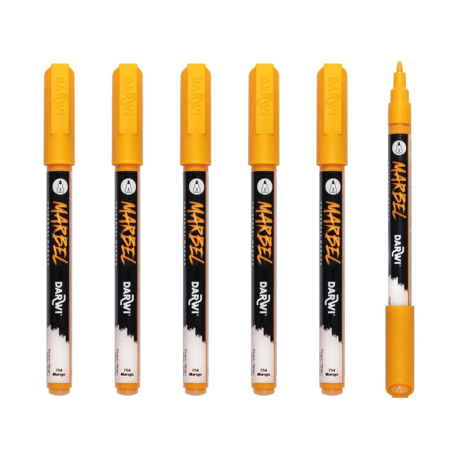 Darwi 6x Marker Acrylfarbe, konische feine Spitze 2mm Mango DA0223002754C