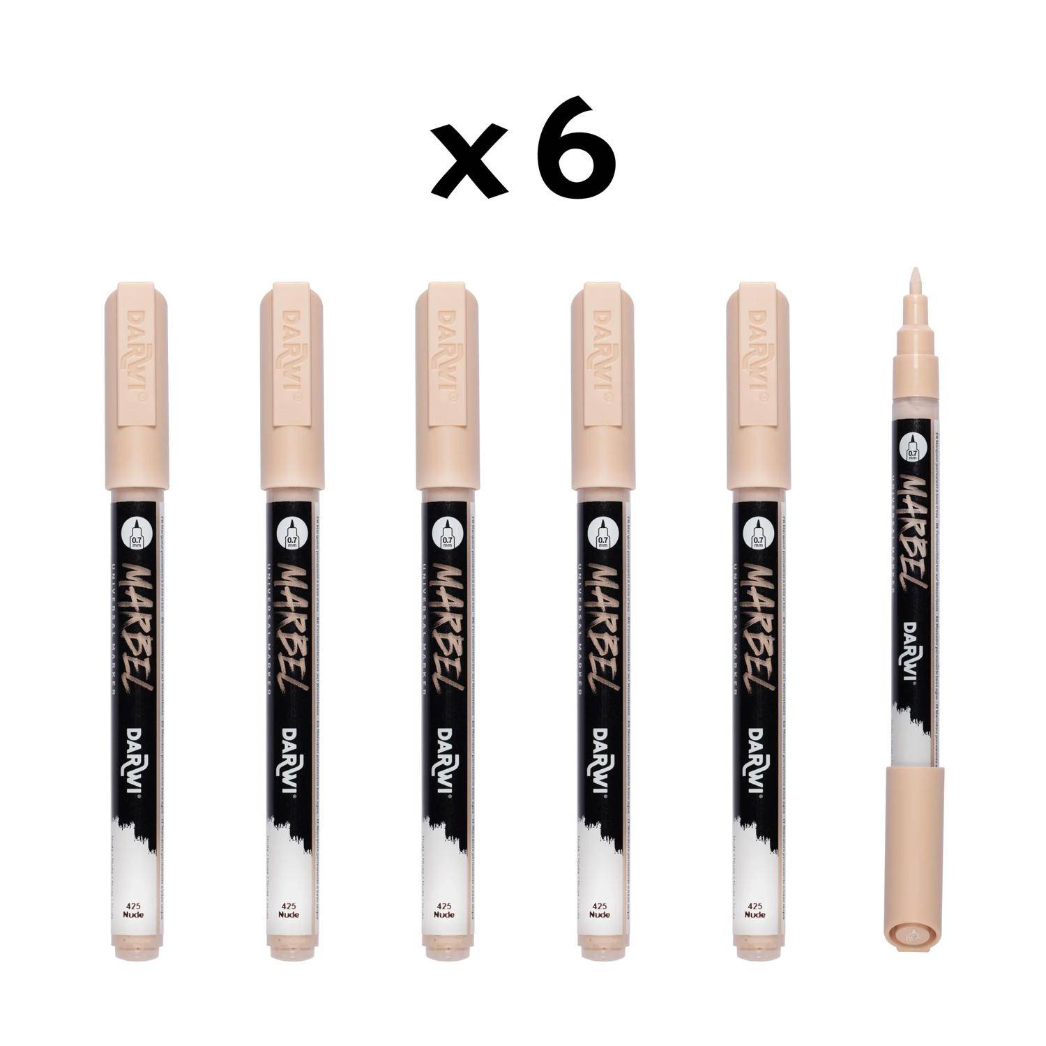 Darwi 6x Universalmarker Acrylfarbe, extrafeine Spitze 0,7mm Nude DA0223001425C